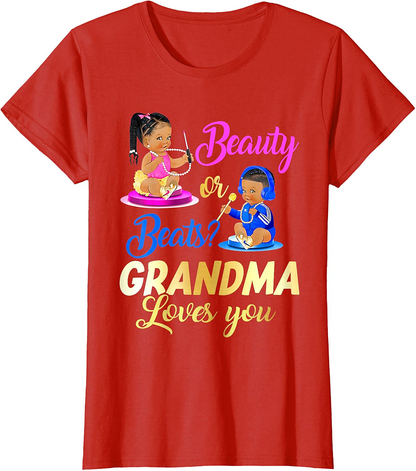 Beauty or Beats Grandma T-shirt | Gender Reveal Graphic Tee