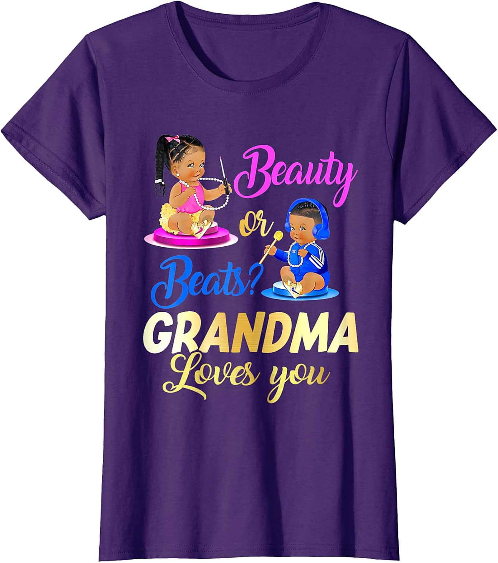 Beauty or Beats Grandma T-shirt | Gender Reveal Graphic Tee