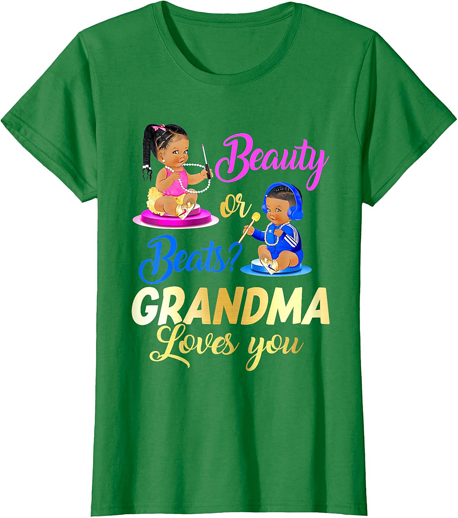 Beauty or Beats Grandma T-shirt | Gender Reveal Graphic Tee