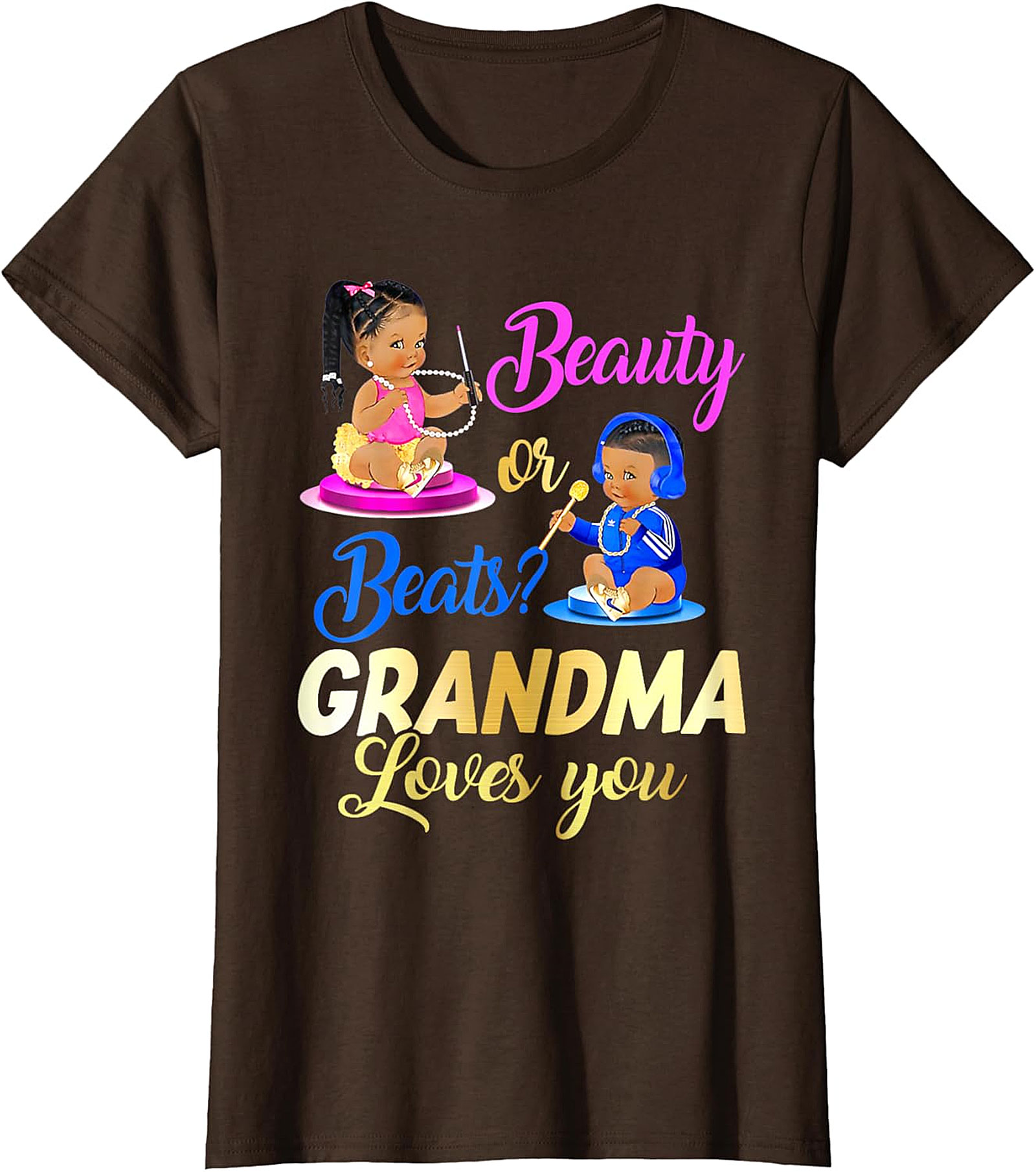 Beauty or Beats Grandma T-shirt | Gender Reveal Graphic Tee