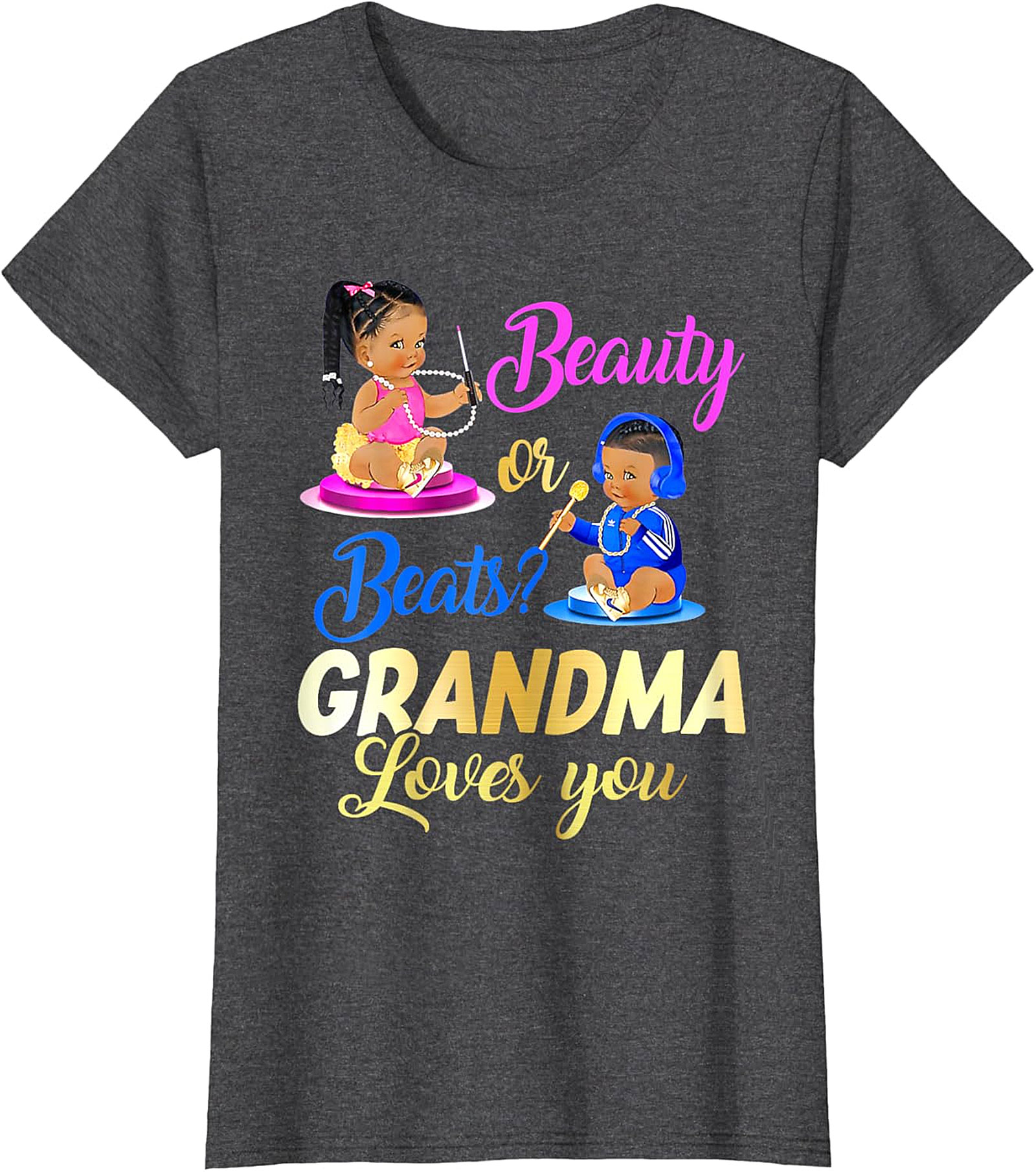 Beauty or Beats Grandma T-shirt | Gender Reveal Graphic Tee
