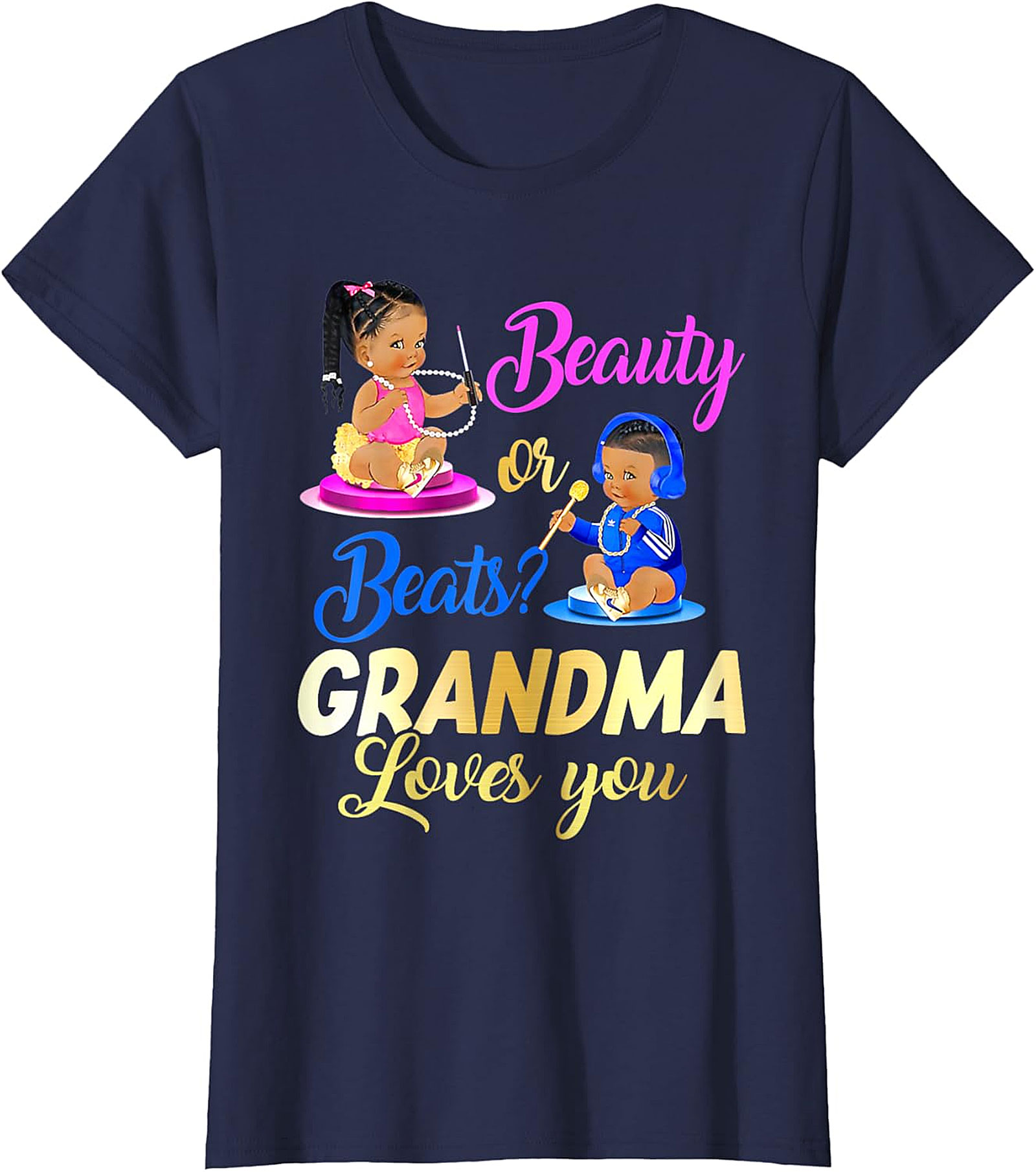 Beauty or Beats Grandma T-shirt | Gender Reveal Graphic Tee