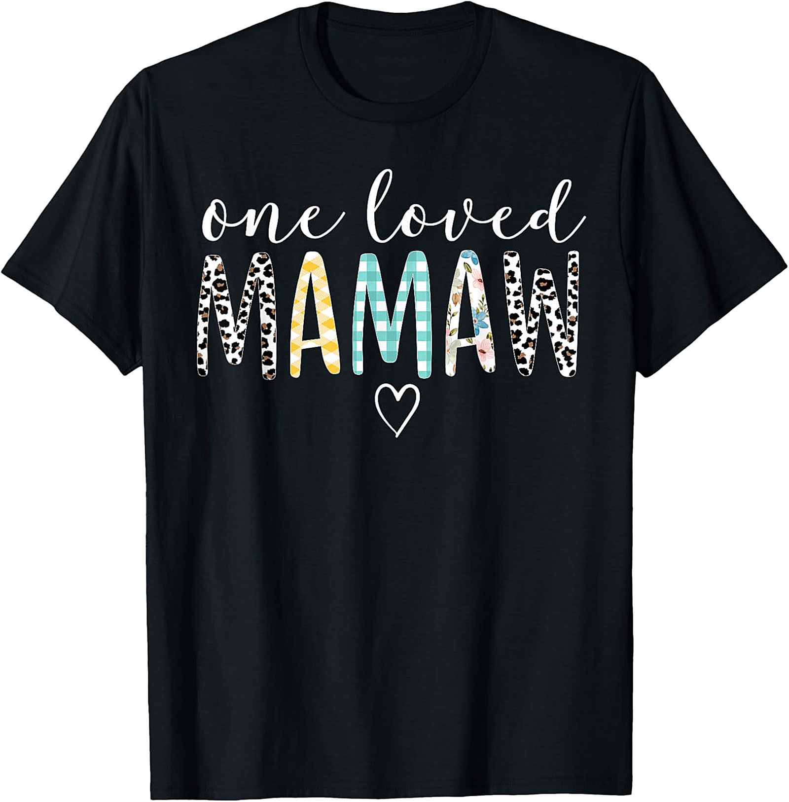 One Loved Mamaw T-Shirt Trendy Leopard & Floral Graphic Tee