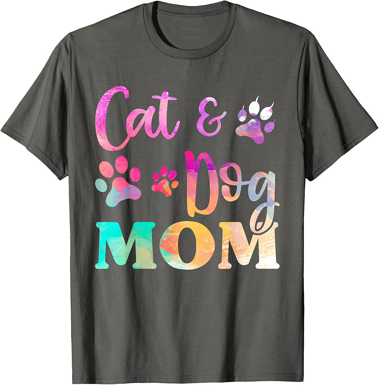Cat and Dog Mom T-shirt Colorful Pet Lover Graphic Tee