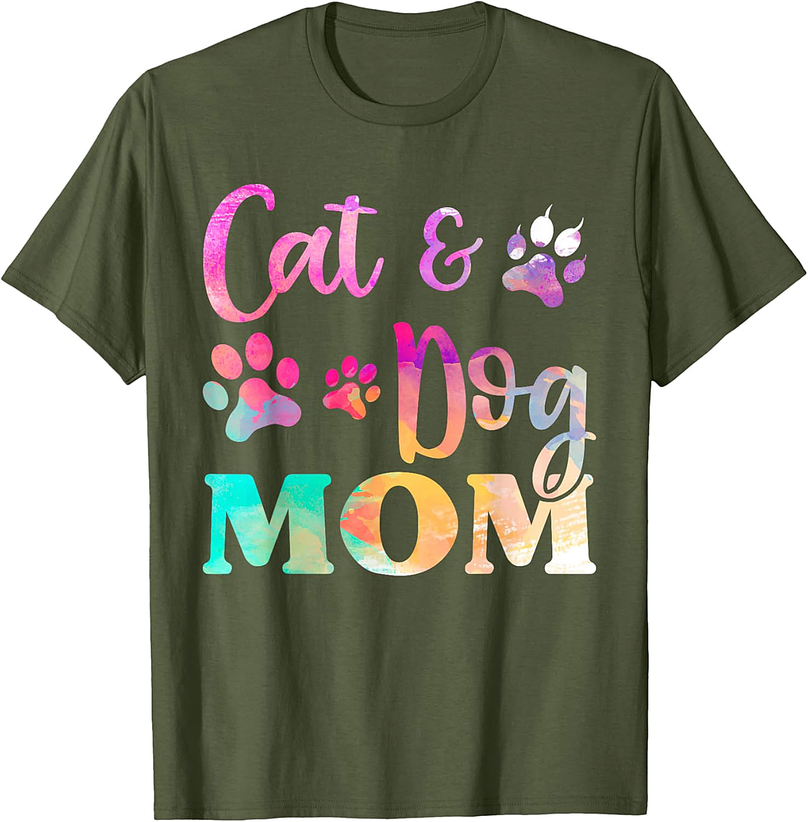 Cat and Dog Mom T-shirt Colorful Pet Lover Graphic Tee