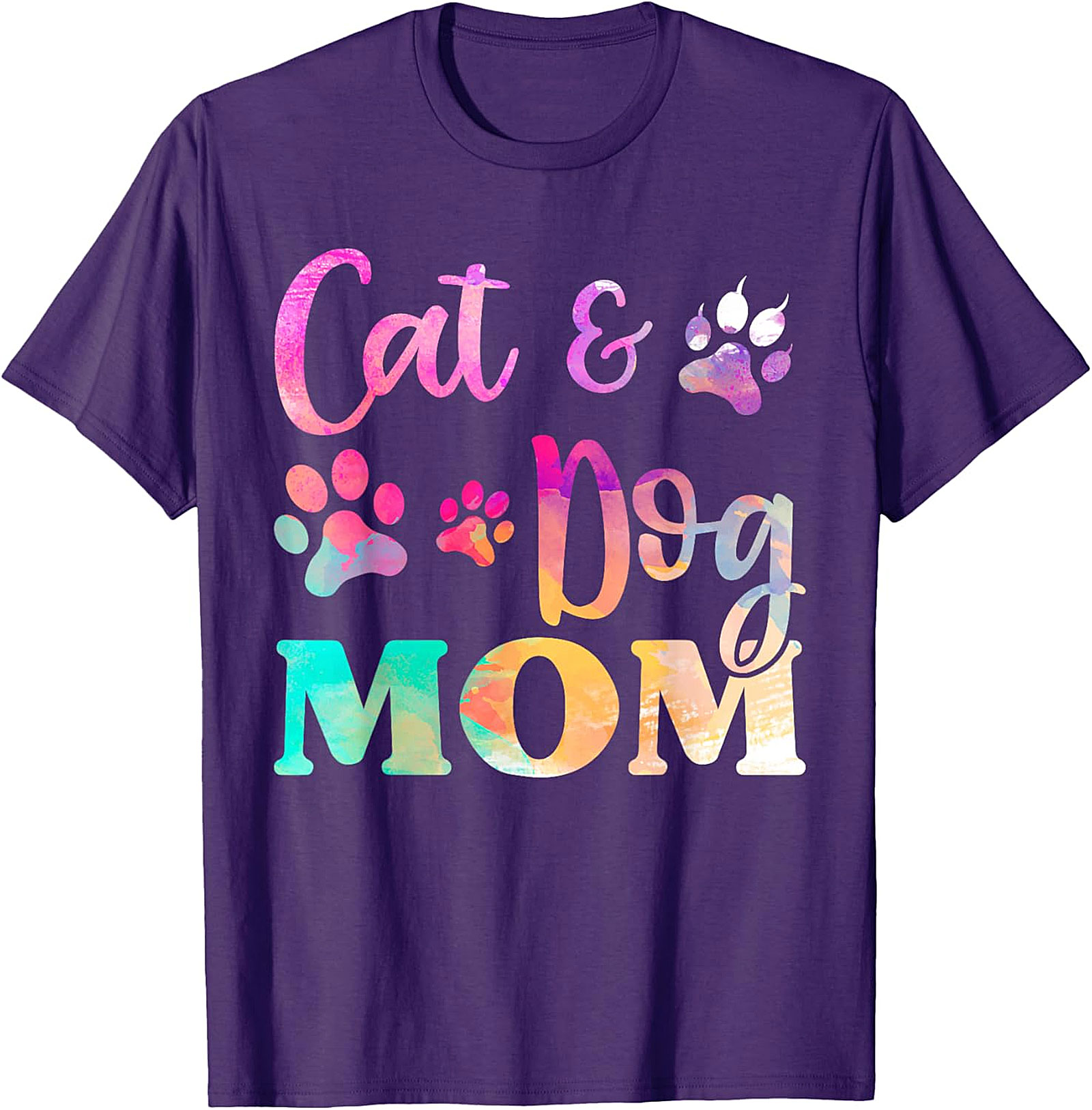 Cat and Dog Mom T-shirt Colorful Pet Lover Graphic Tee