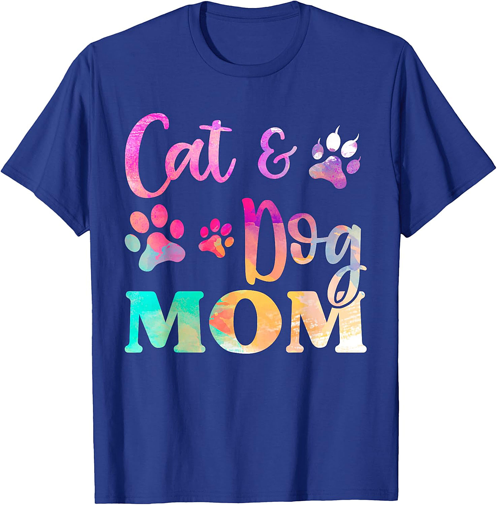 Cat and Dog Mom T-shirt Colorful Pet Lover Graphic Tee