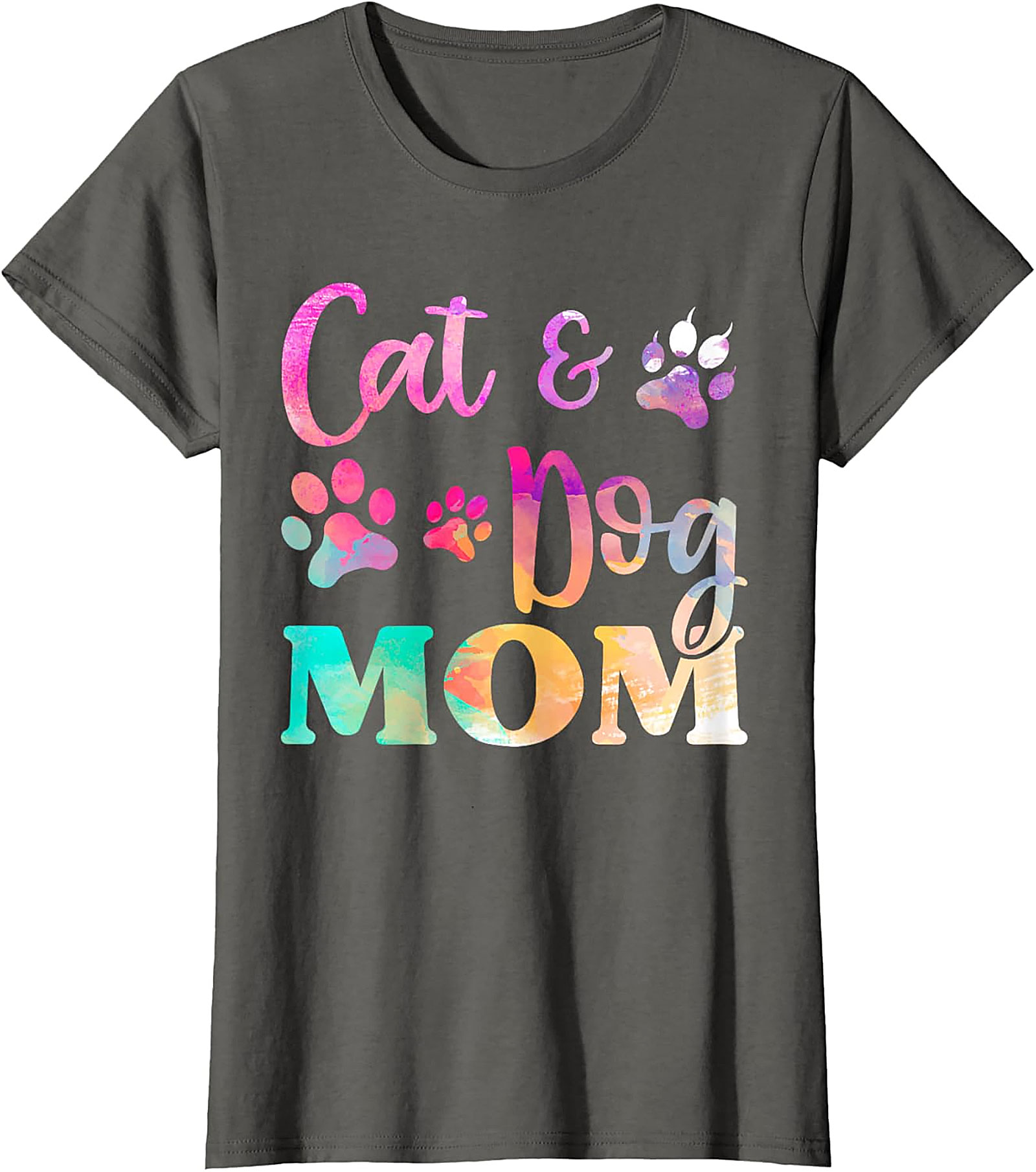 Cat and Dog Mom T-shirt Colorful Pet Lover Graphic Tee