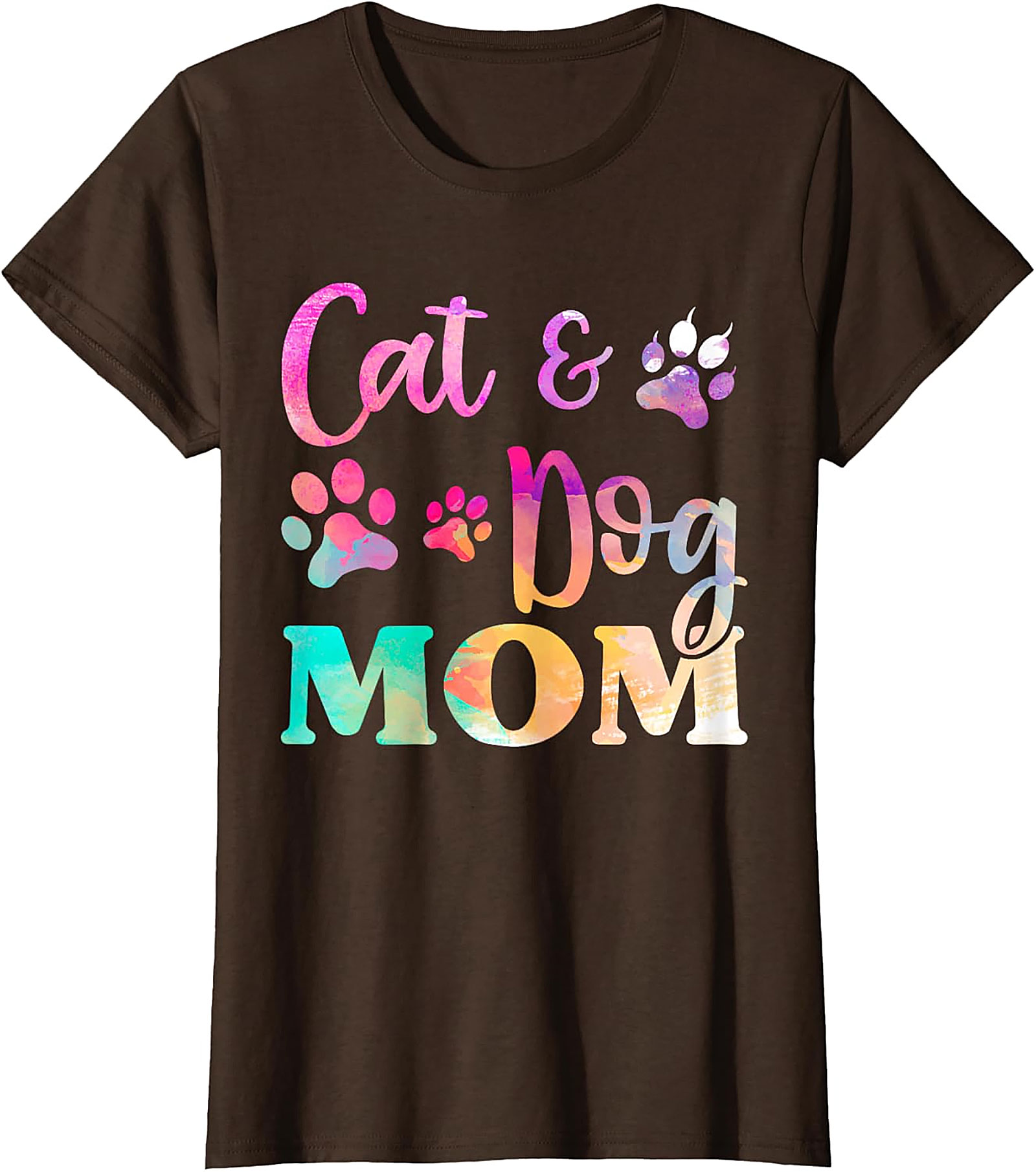 Cat and Dog Mom T-shirt Colorful Pet Lover Graphic Tee
