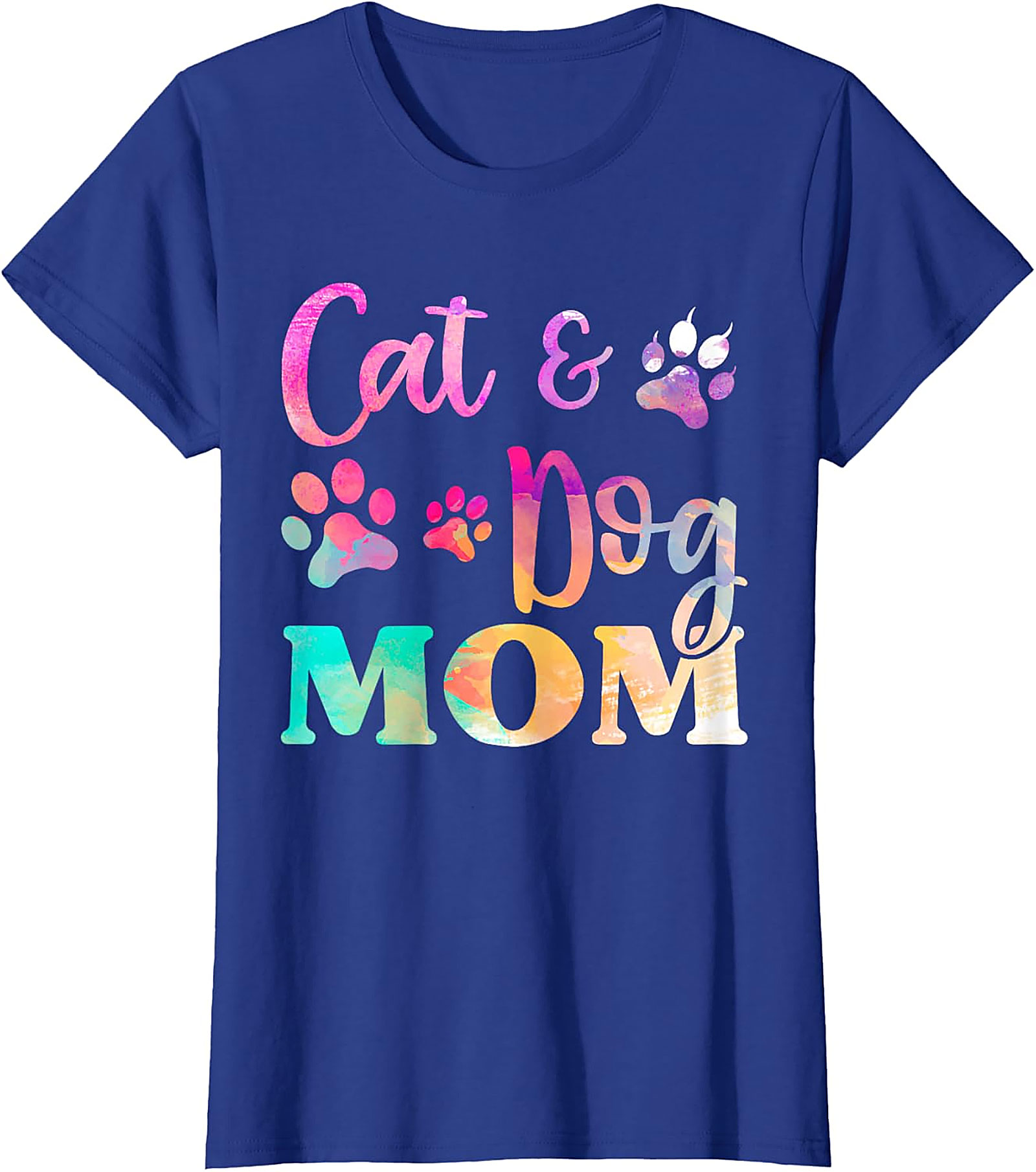 Cat and Dog Mom T-shirt Colorful Pet Lover Graphic Tee