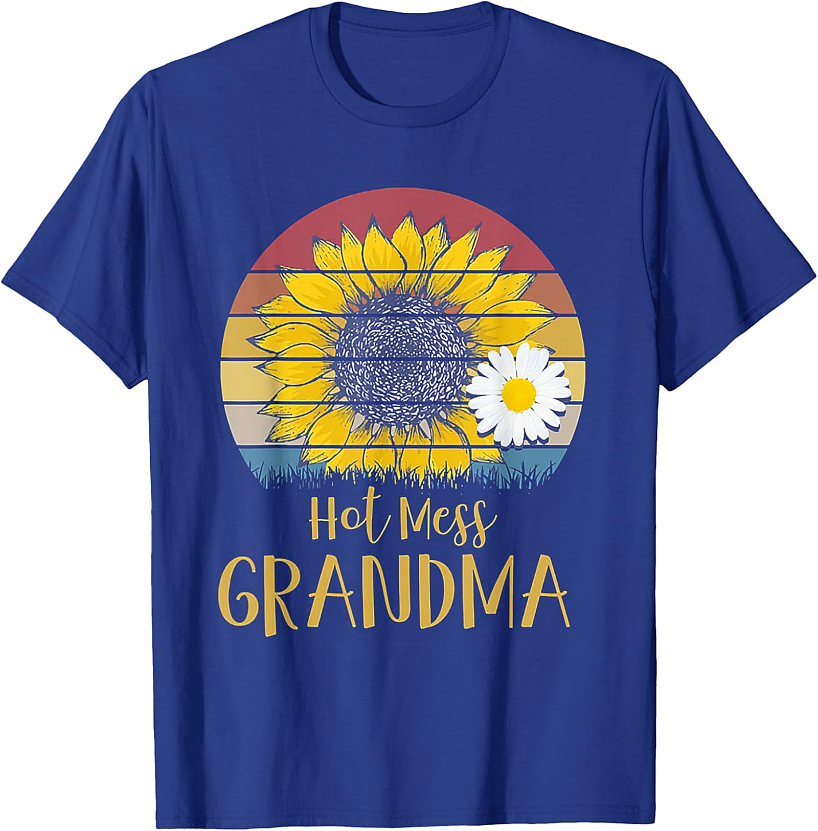 Hot Mess Grandma Retro Sunflower T-Shirt | Funny Grandma Gift