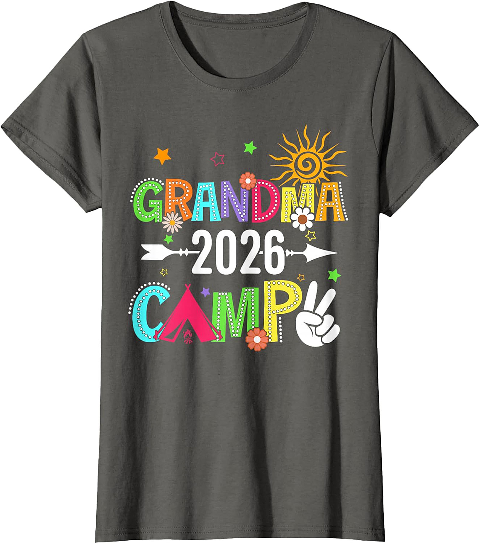Grandma Camp 2026 T-shirt | Vibrant Boho Graphic Tee