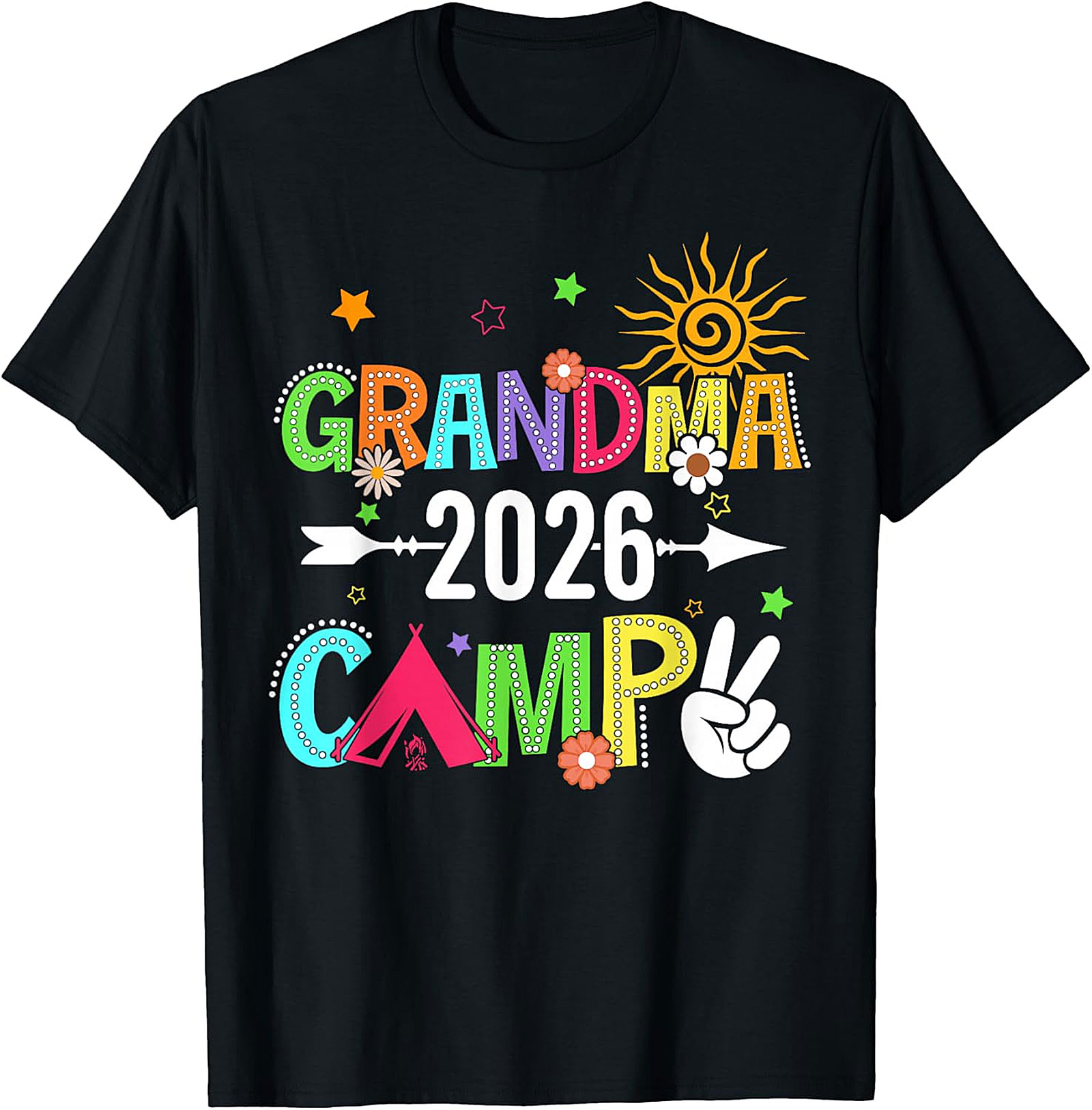 Grandma Camp 2026 T-shirt | Vibrant Boho Graphic Tee