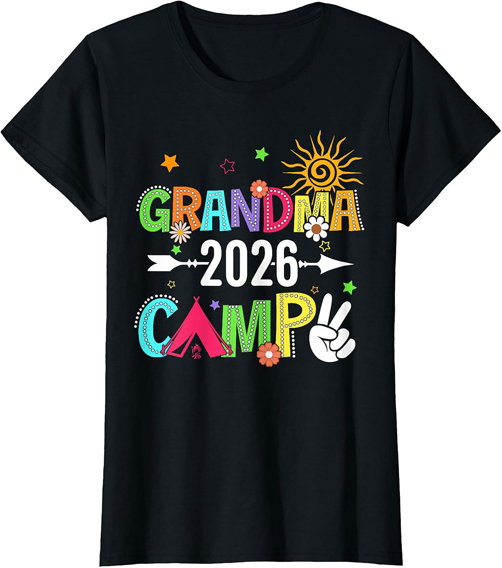 Grandma Camp 2026 T-shirt | Vibrant Boho Graphic Tee