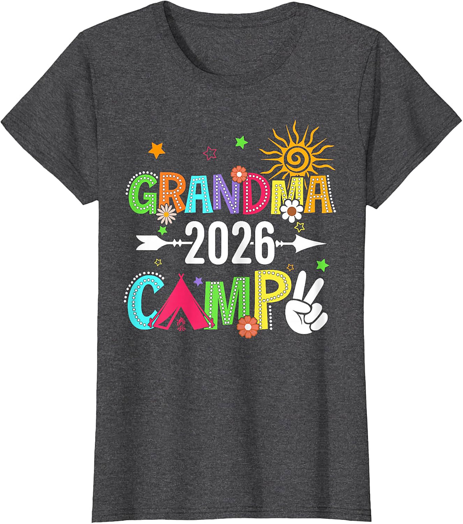 Grandma Camp 2026 T-shirt | Vibrant Boho Graphic Tee