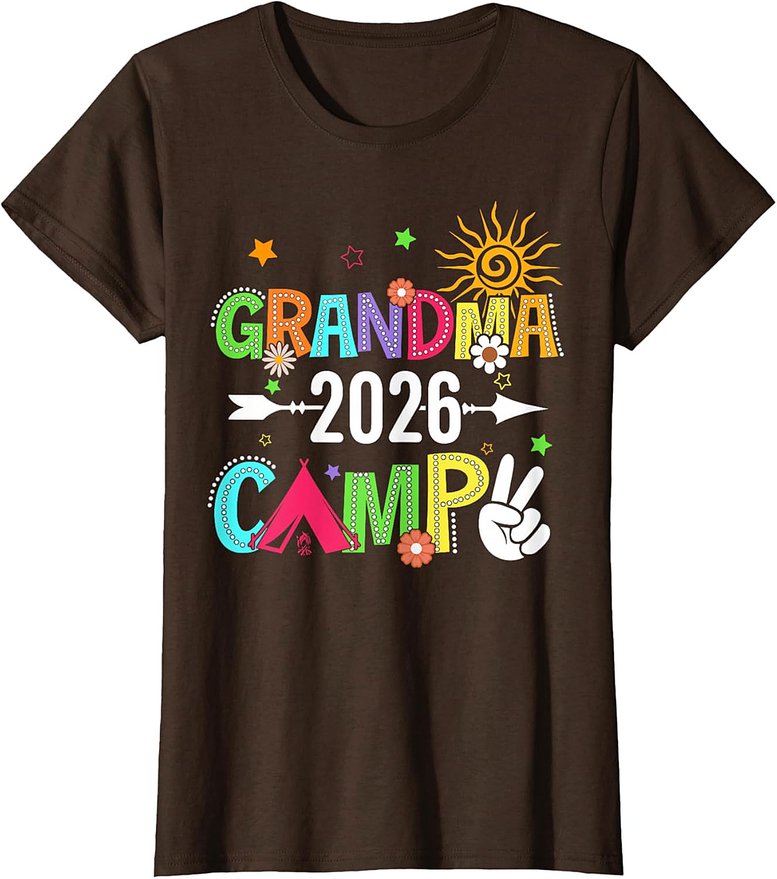 Grandma Camp 2026 T-shirt | Vibrant Boho Graphic Tee