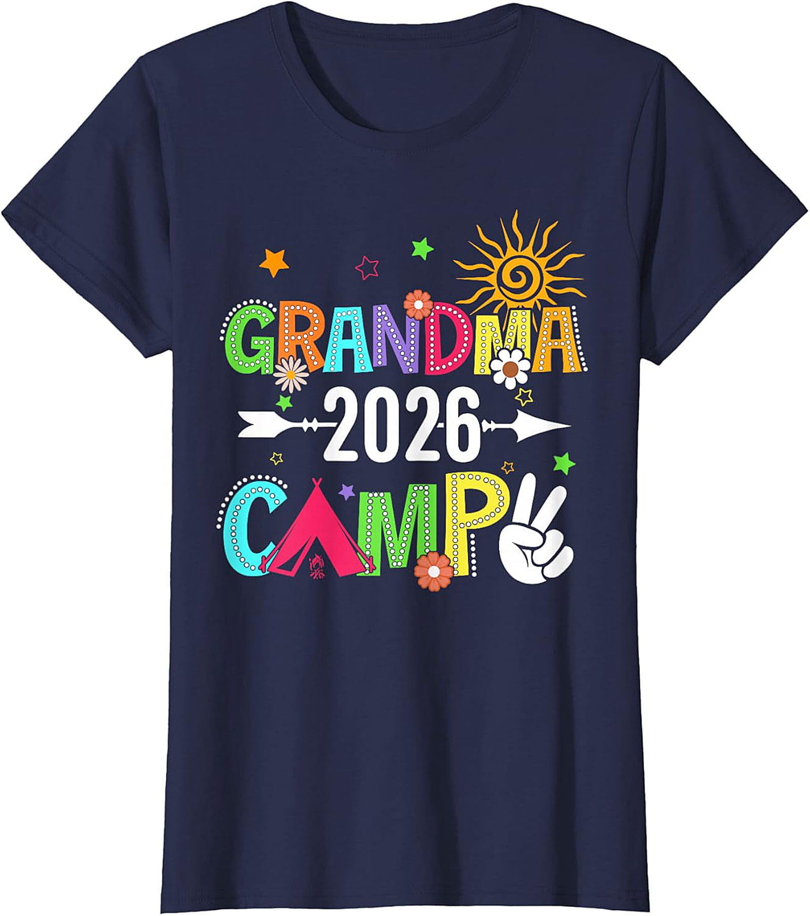 Grandma Camp 2026 T-shirt | Vibrant Boho Graphic Tee