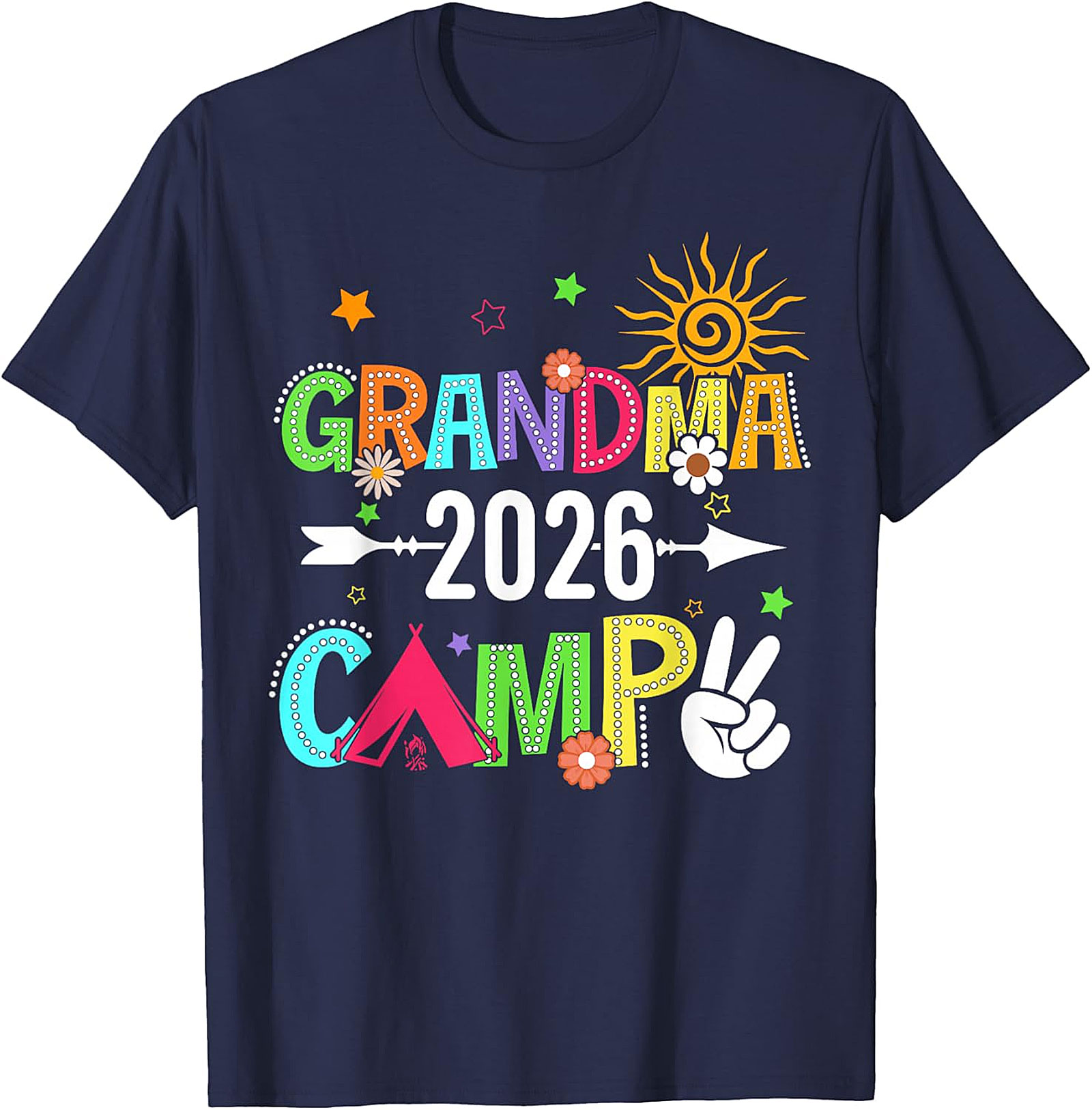 Grandma Camp 2026 T-shirt | Vibrant Boho Graphic Tee