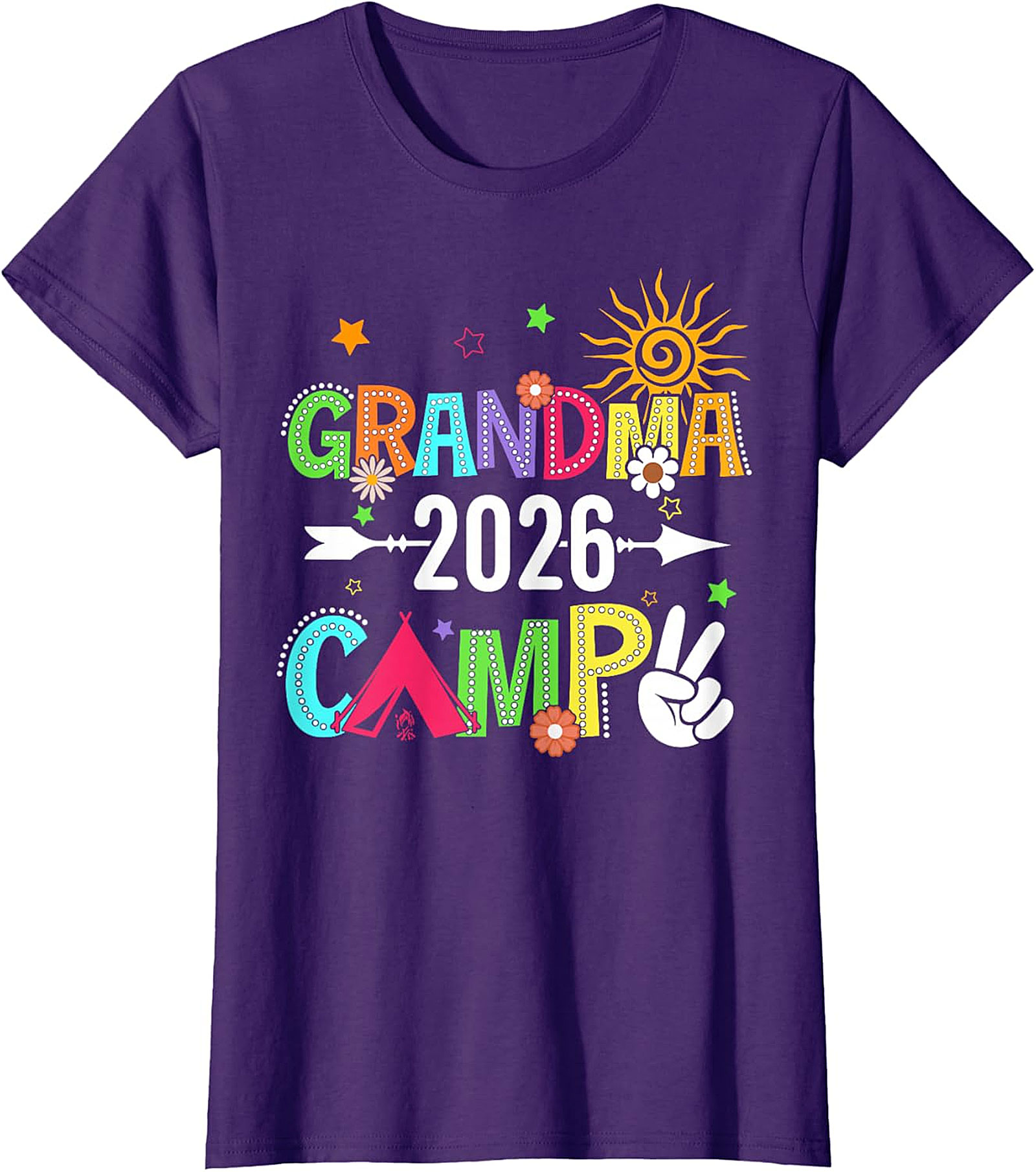 Grandma Camp 2026 T-shirt | Vibrant Boho Graphic Tee