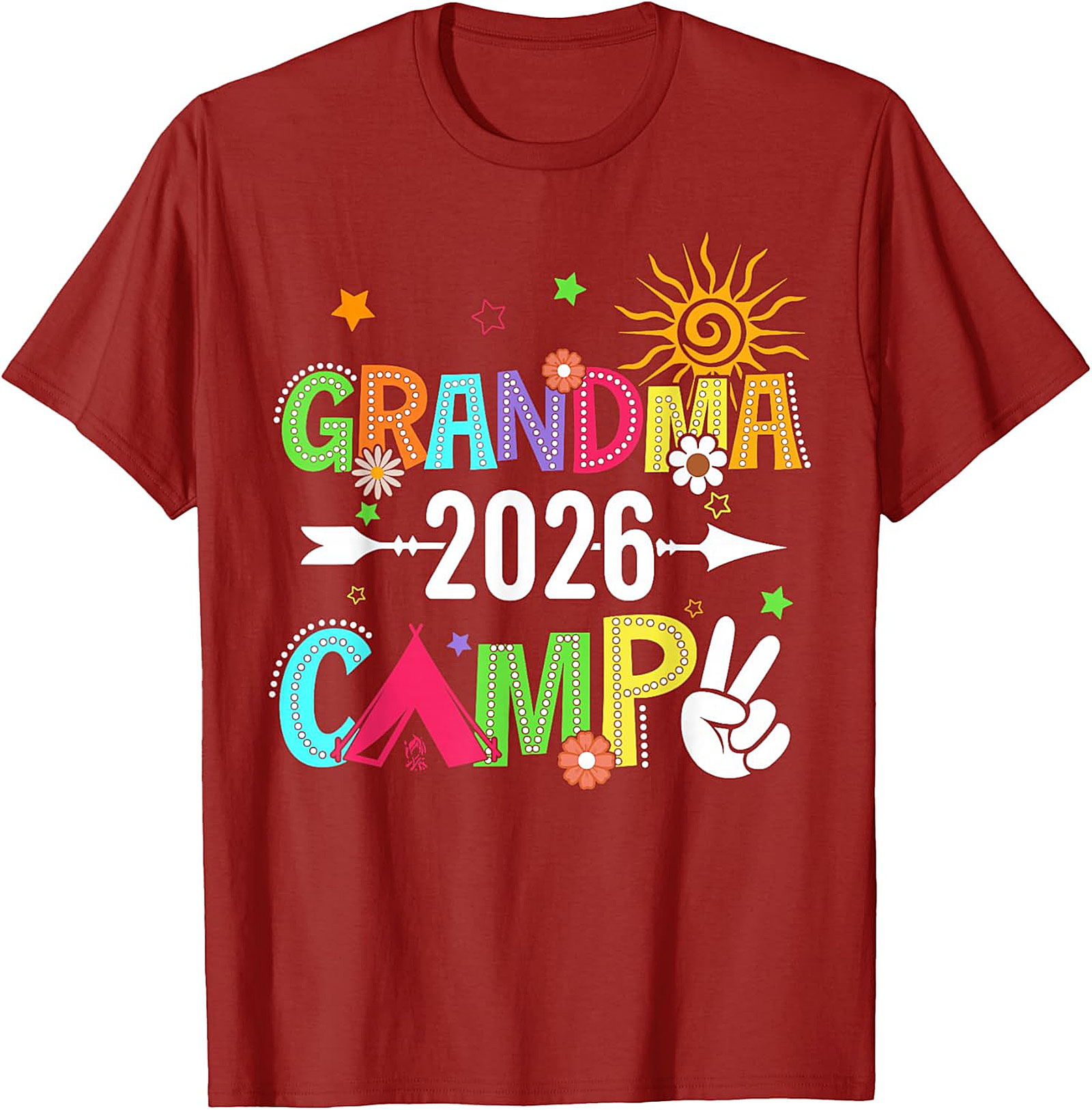 Grandma Camp 2026 T-shirt | Vibrant Boho Graphic Tee