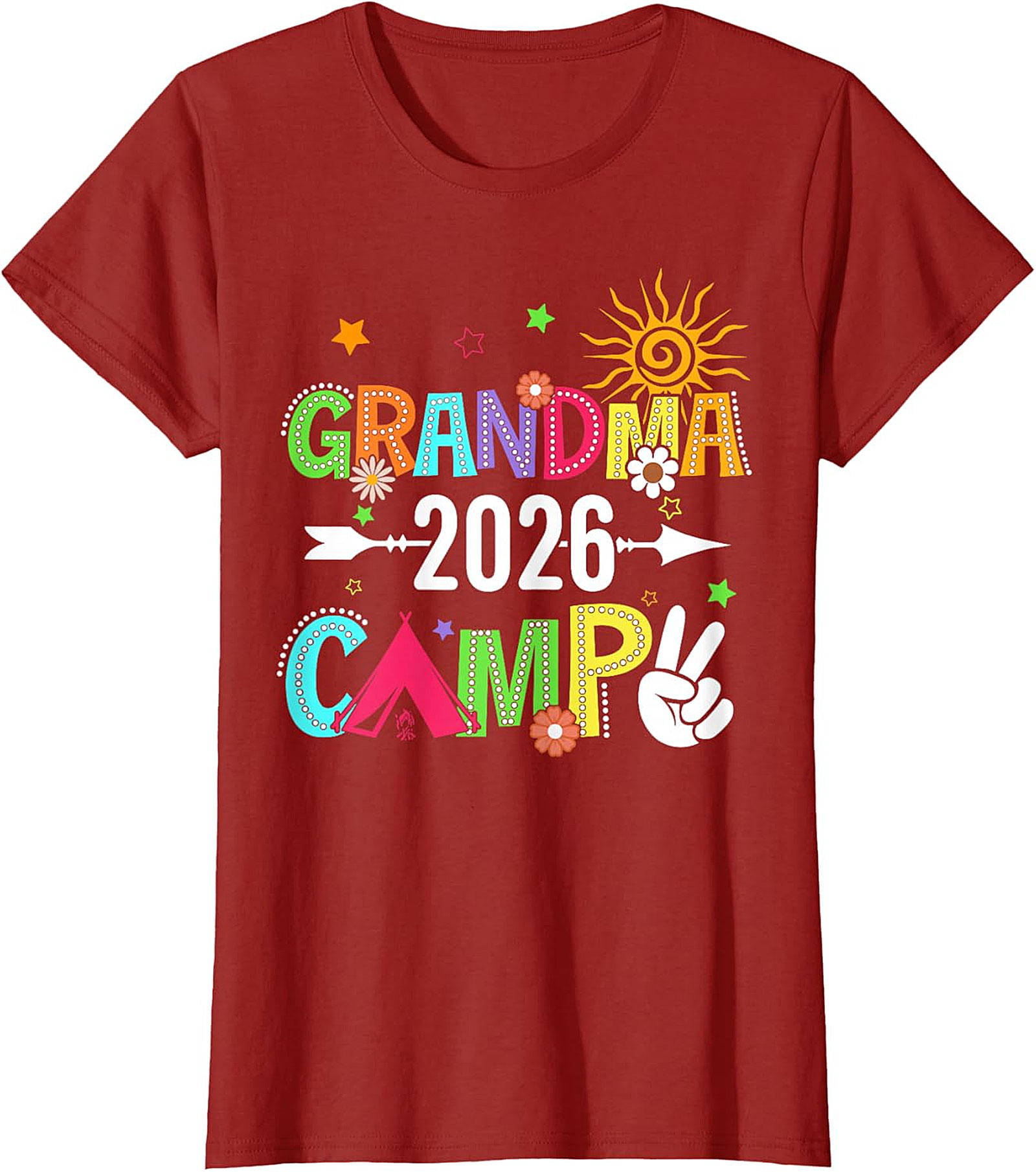 Grandma Camp 2026 T-shirt | Vibrant Boho Graphic Tee