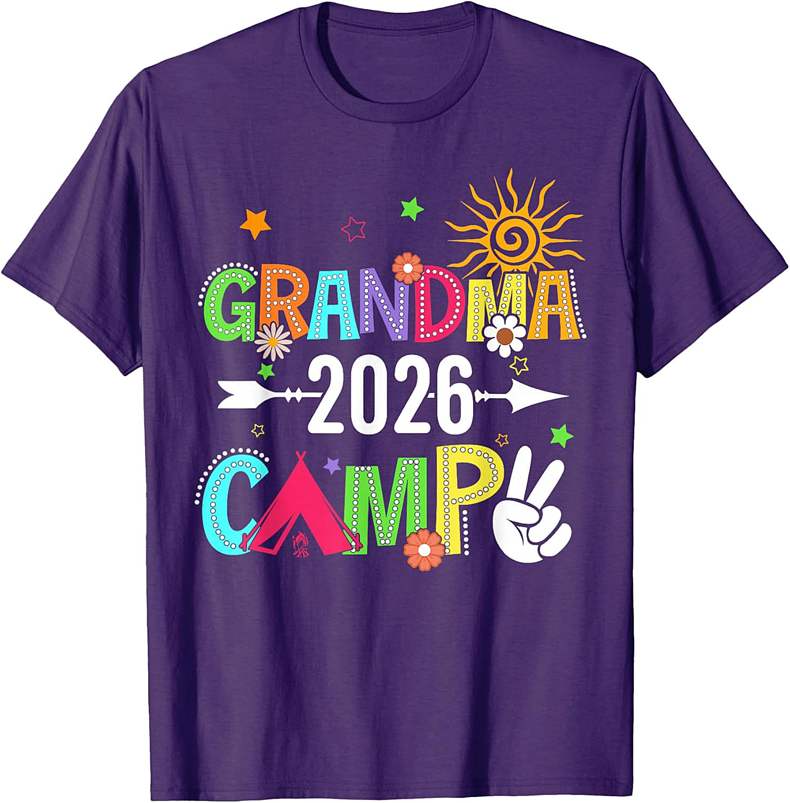 Grandma Camp 2026 T-shirt | Vibrant Boho Graphic Tee