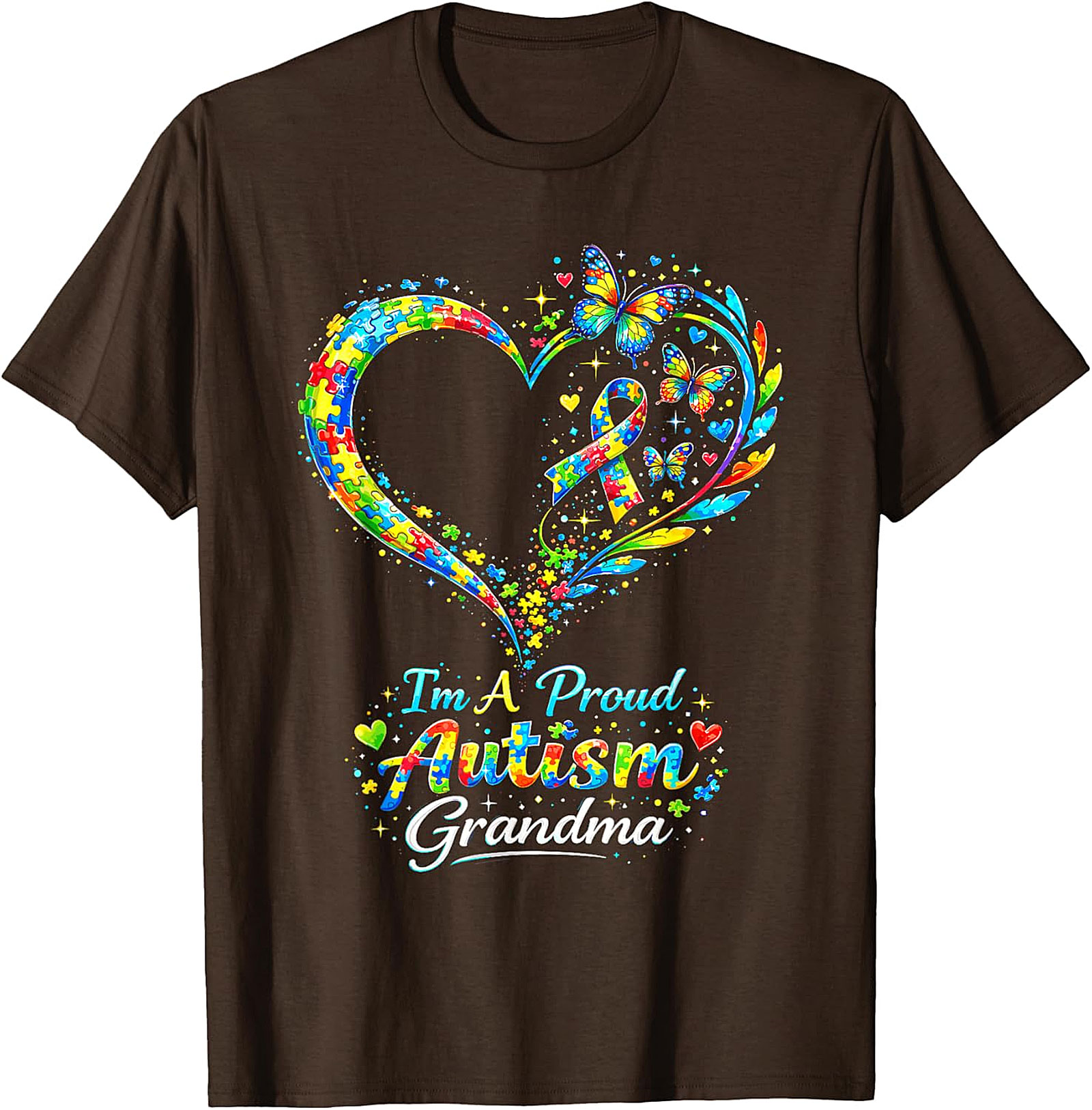 Autism Grandma T-shirt | Proud Awareness Butterfly Graphic Tee