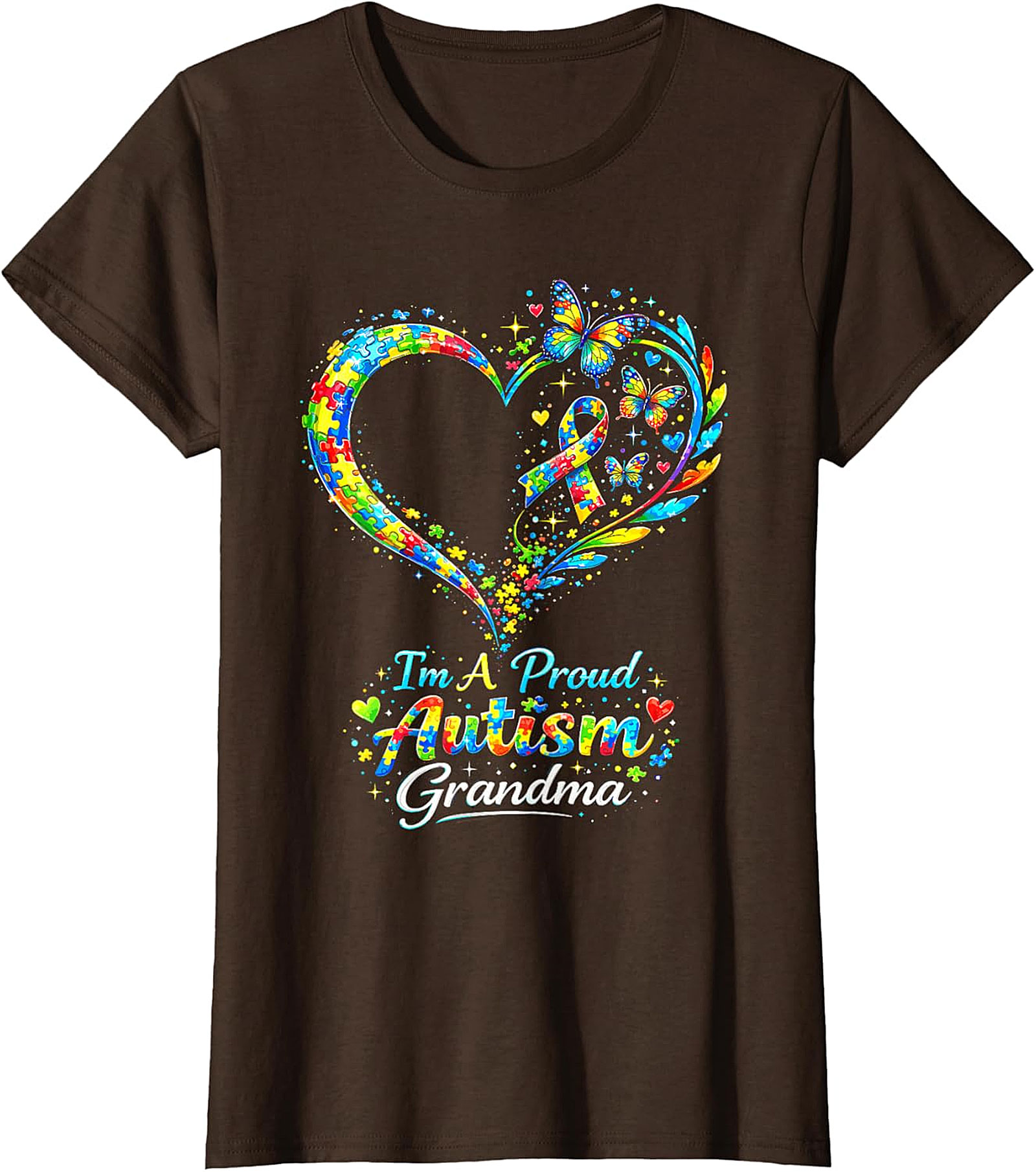  Autism Grandma T-shirt | Proud Awareness Butterfly Graphic Tee