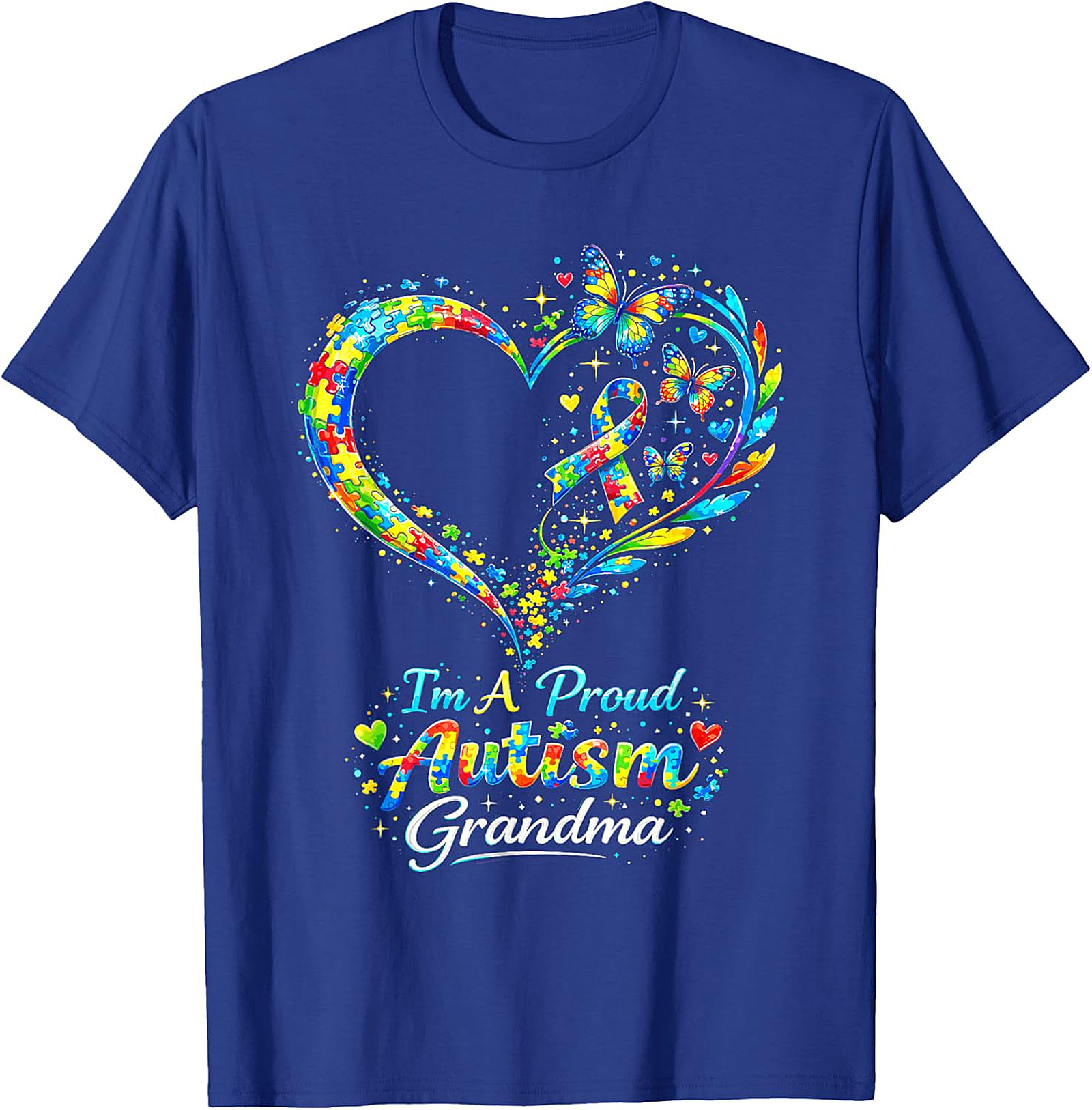  Autism Grandma T-shirt | Proud Awareness Butterfly Graphic Tee