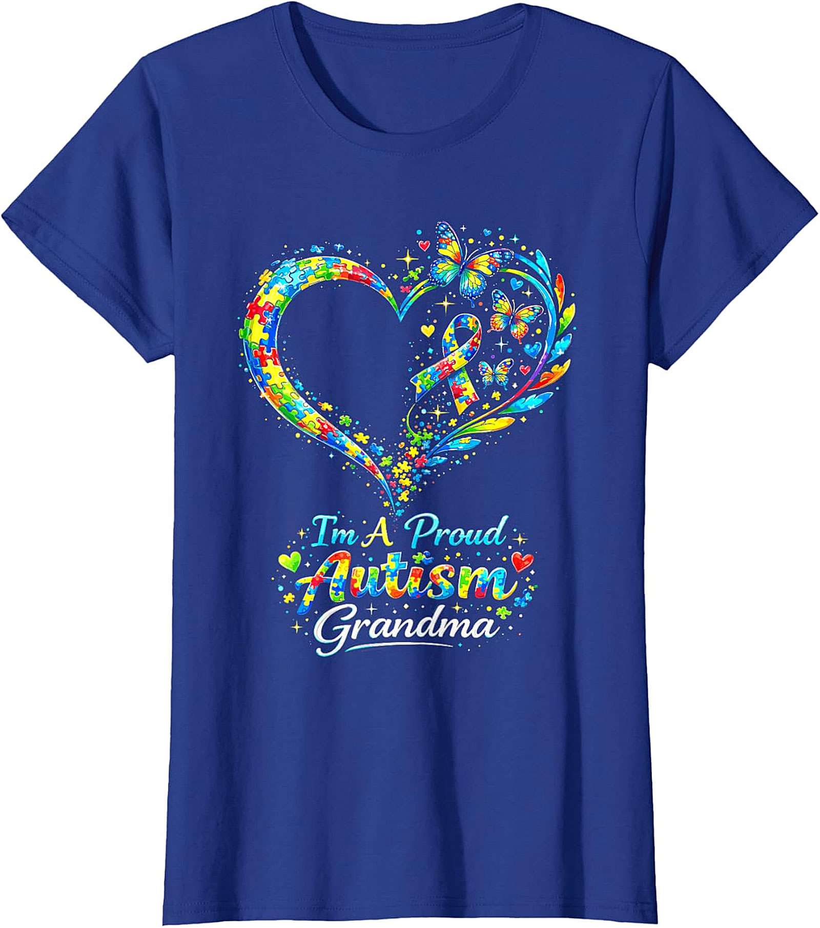  Autism Grandma T-shirt | Proud Awareness Butterfly Graphic Tee