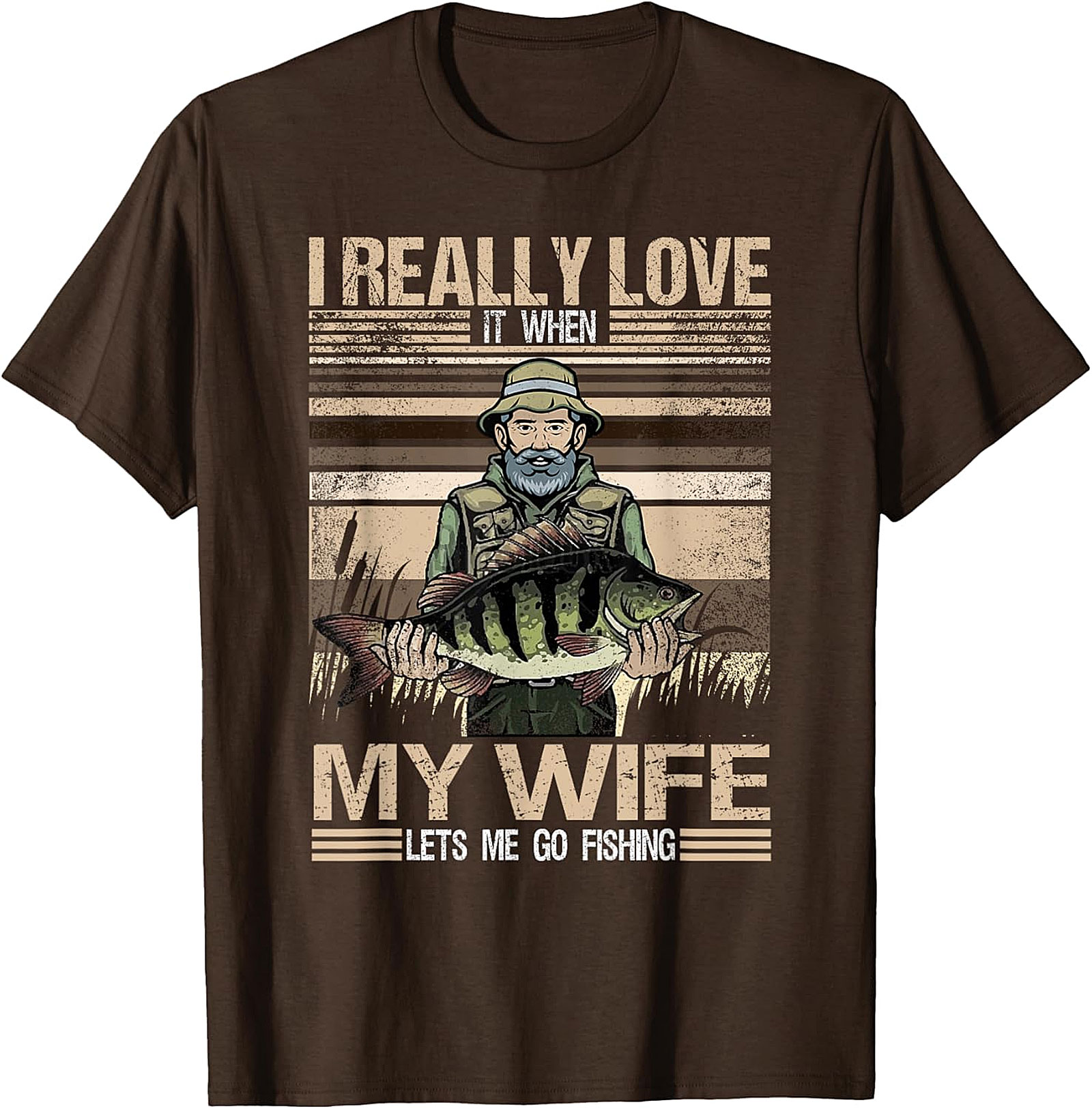Funny Fishing Husband T-shirt - Wife Lets Me Fish Graphic Tee