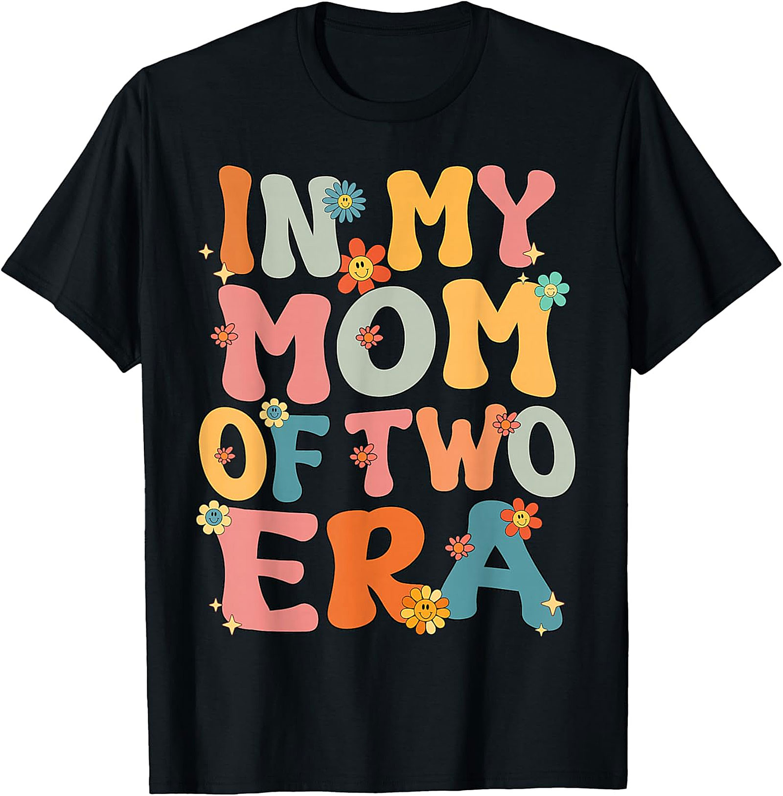 In My Mom of Two Era T-Shirt Groovy Retro Motherhood Tee