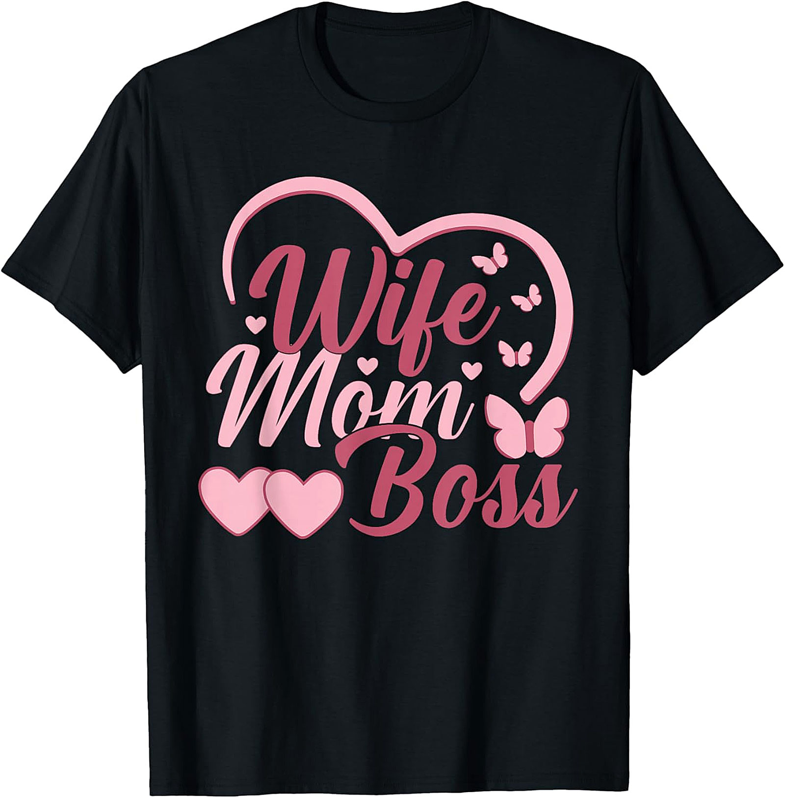 Wife Mom Boss T-Shirt | Cute Pink Graphic Tee for Women