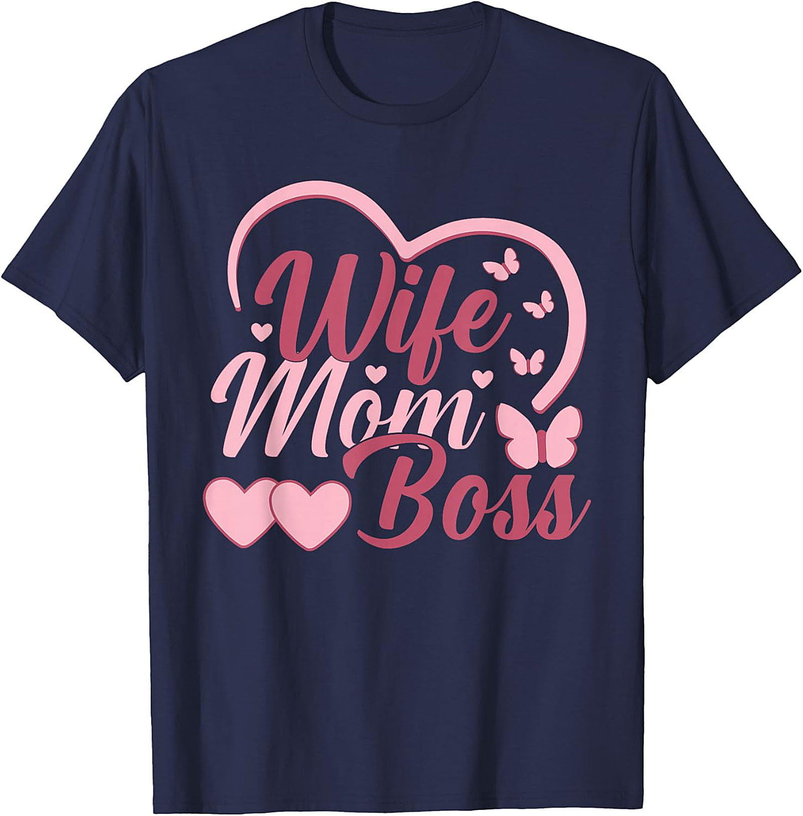 Wife Mom Boss T-Shirt | Cute Pink Graphic Tee for Women