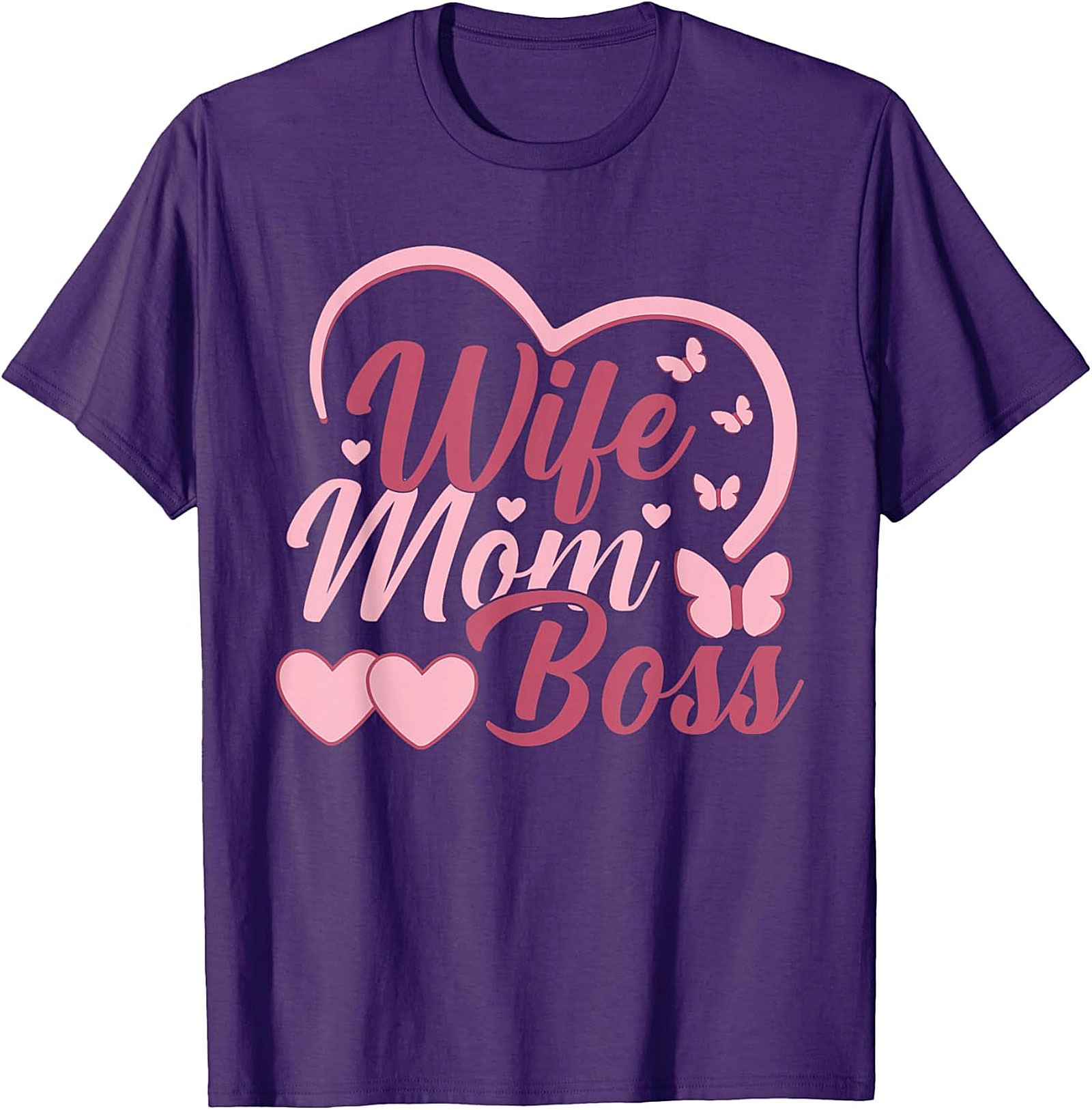 Wife Mom Boss T-Shirt | Cute Pink Graphic Tee for Women