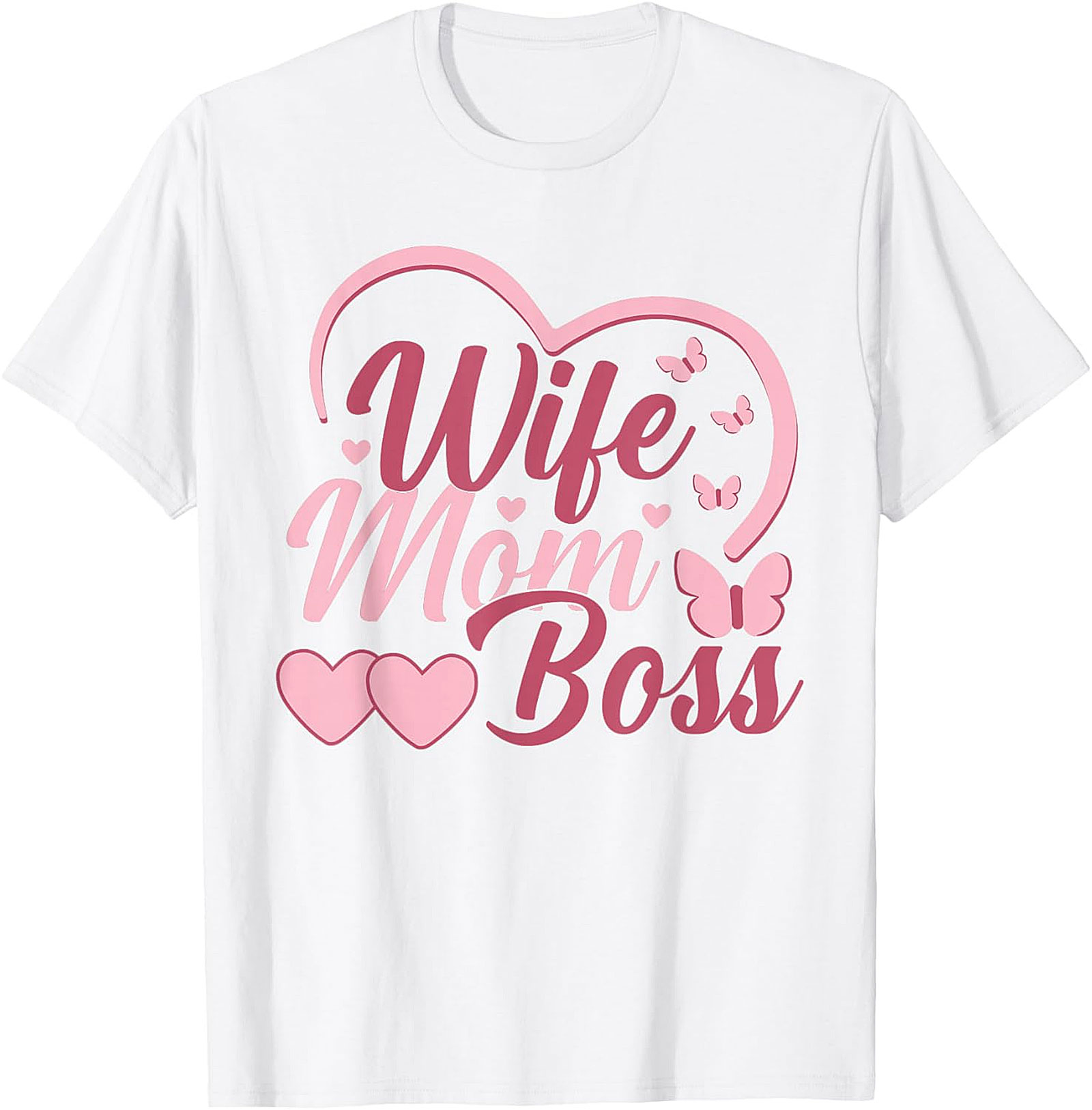 Wife Mom Boss T-Shirt | Cute Pink Graphic Tee for Women