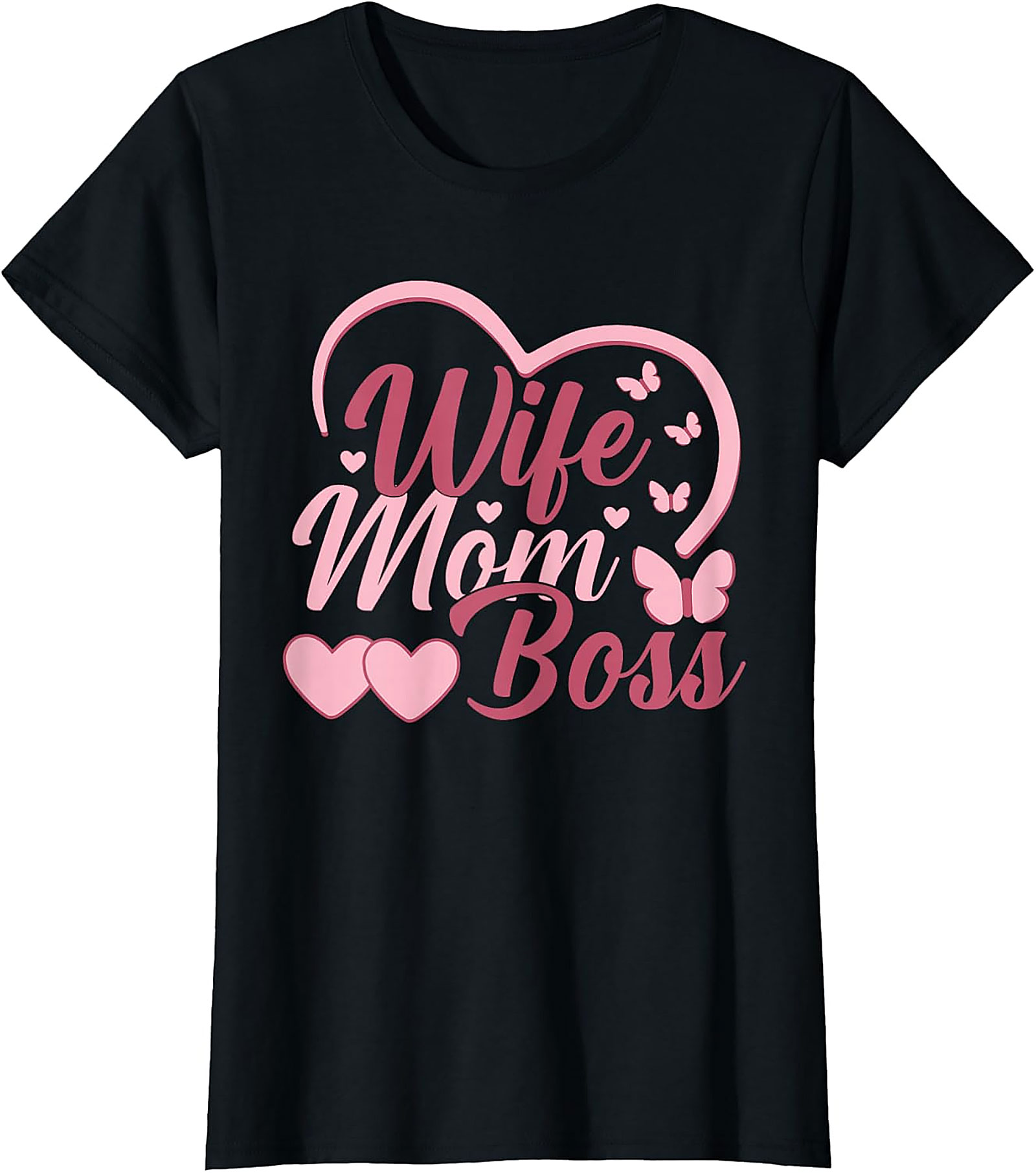 Wife Mom Boss T-Shirt | Cute Pink Graphic Tee for Women