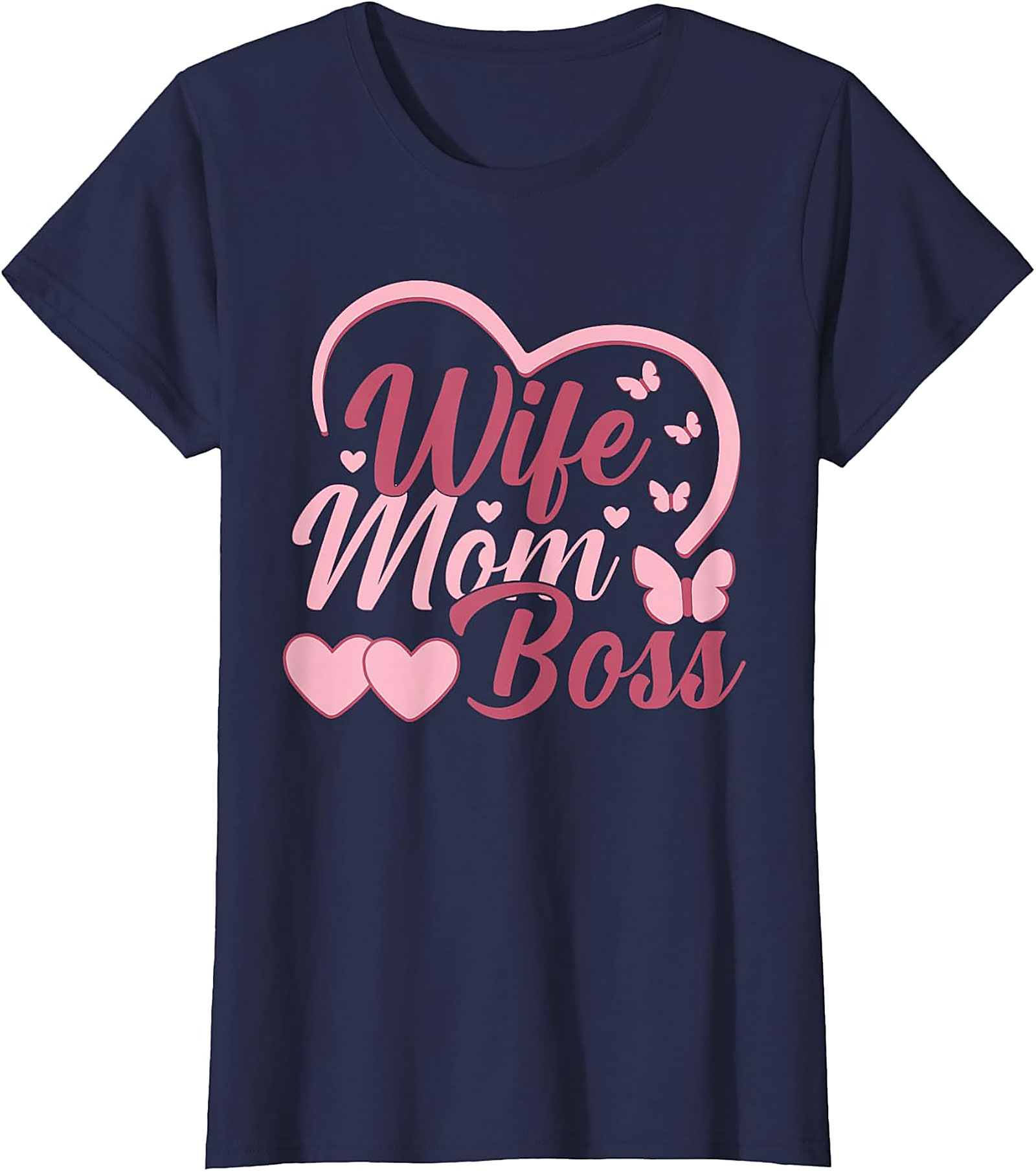 Wife Mom Boss T-Shirt | Cute Pink Graphic Tee for Women