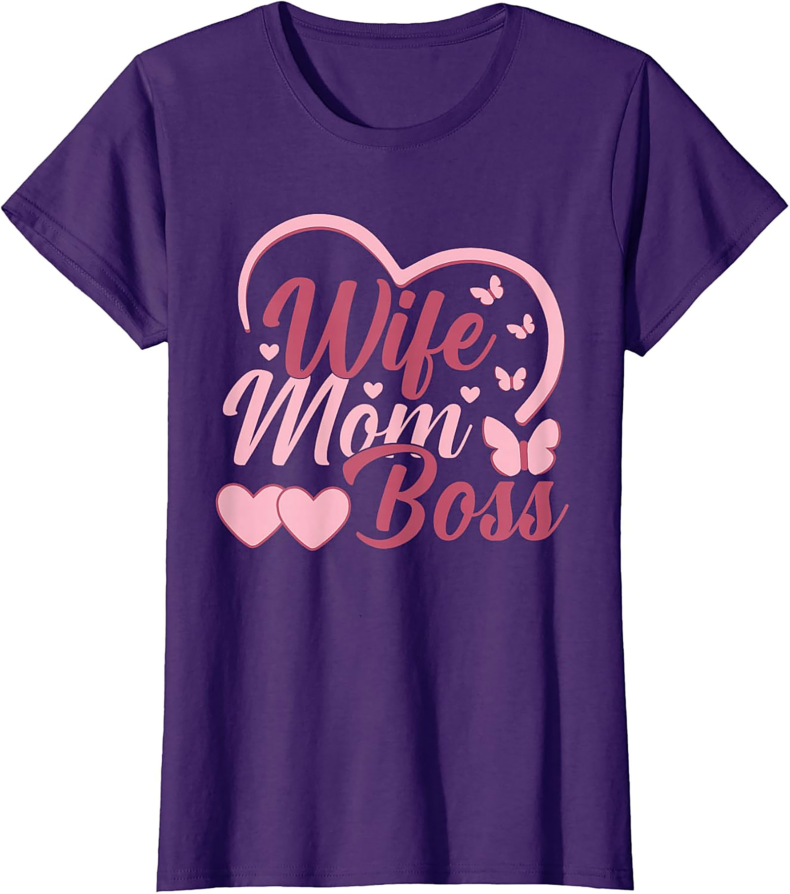 Wife Mom Boss T-Shirt | Cute Pink Graphic Tee for Women
