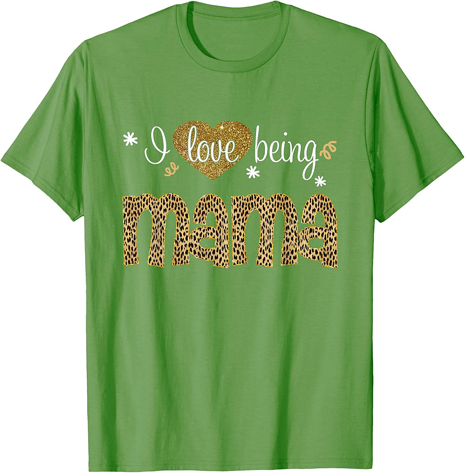  I Love Being Mama T-Shirt Leopard & Gold Graphic Tee