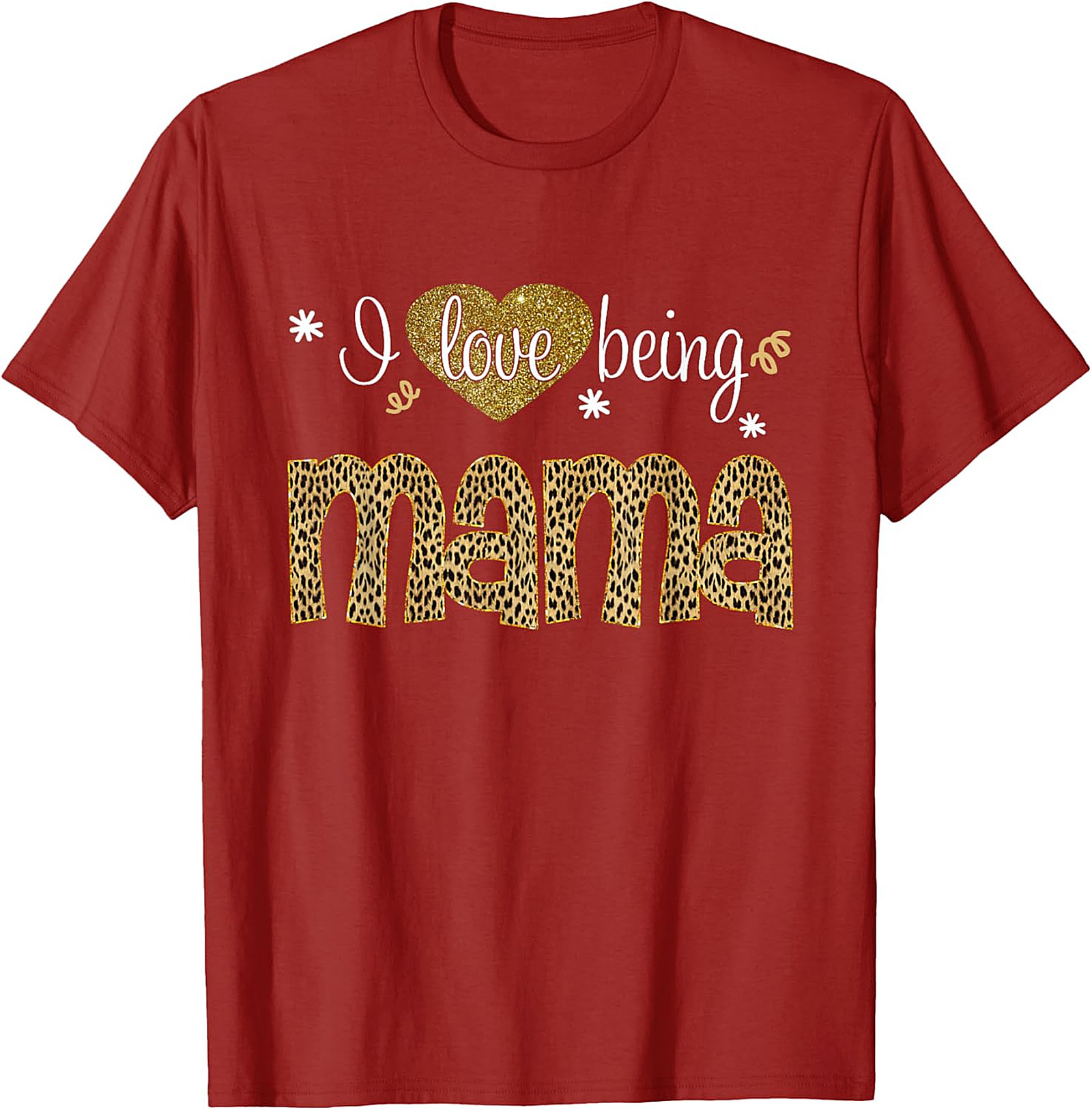  I Love Being Mama T-Shirt Leopard & Gold Graphic Tee