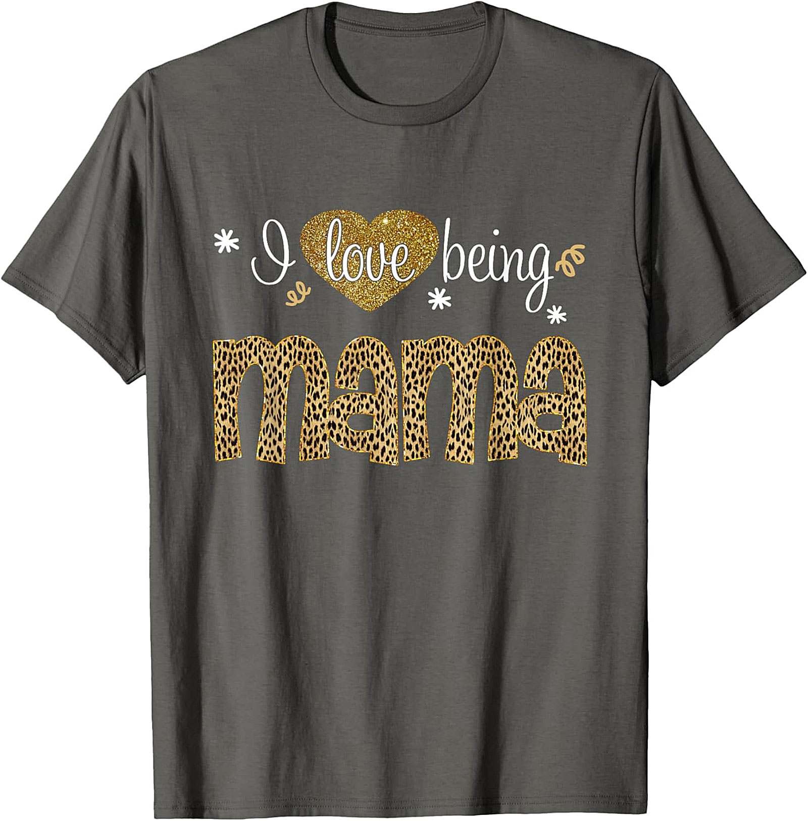  I Love Being Mama T-Shirt Leopard & Gold Graphic Tee