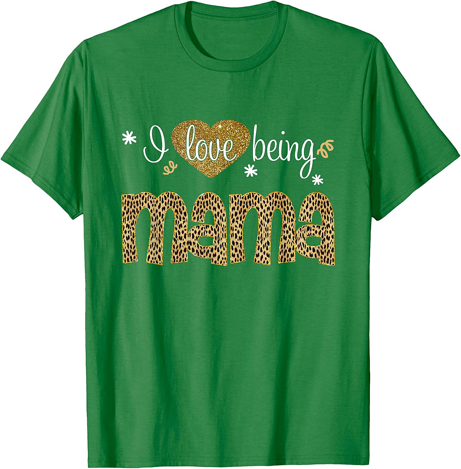  I Love Being Mama T-Shirt Leopard & Gold Graphic Tee