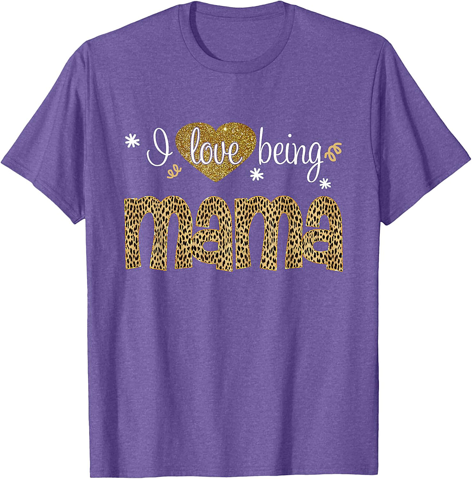  I Love Being Mama T-Shirt Leopard & Gold Graphic Tee