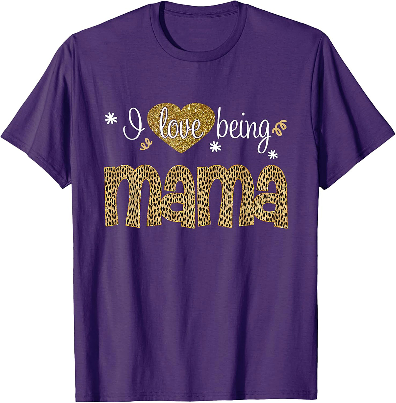  I Love Being Mama T-Shirt Leopard & Gold Graphic Tee