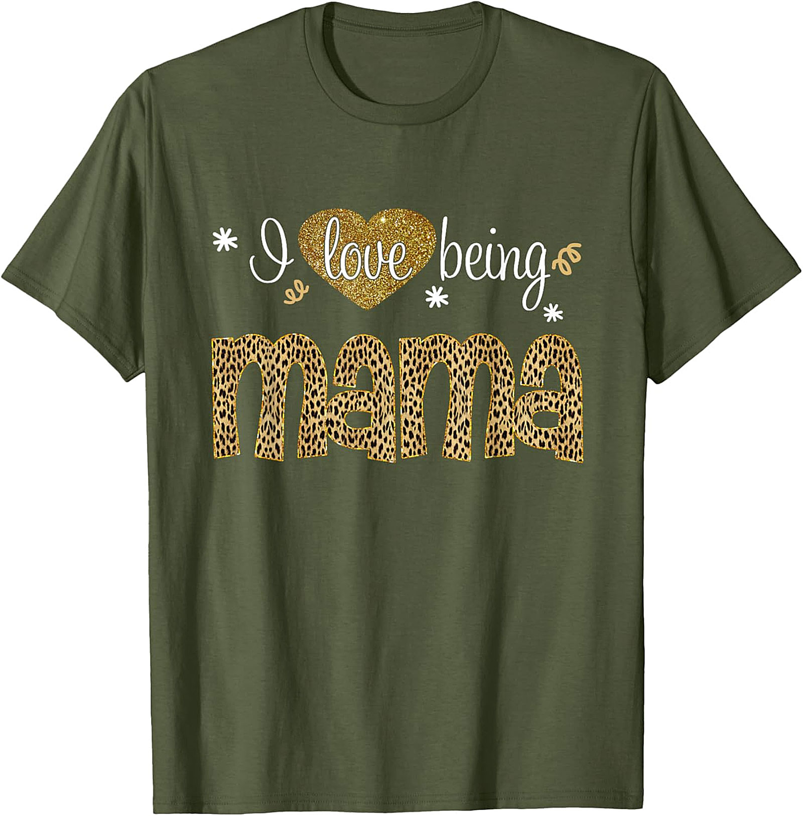  I Love Being Mama T-Shirt Leopard & Gold Graphic Tee