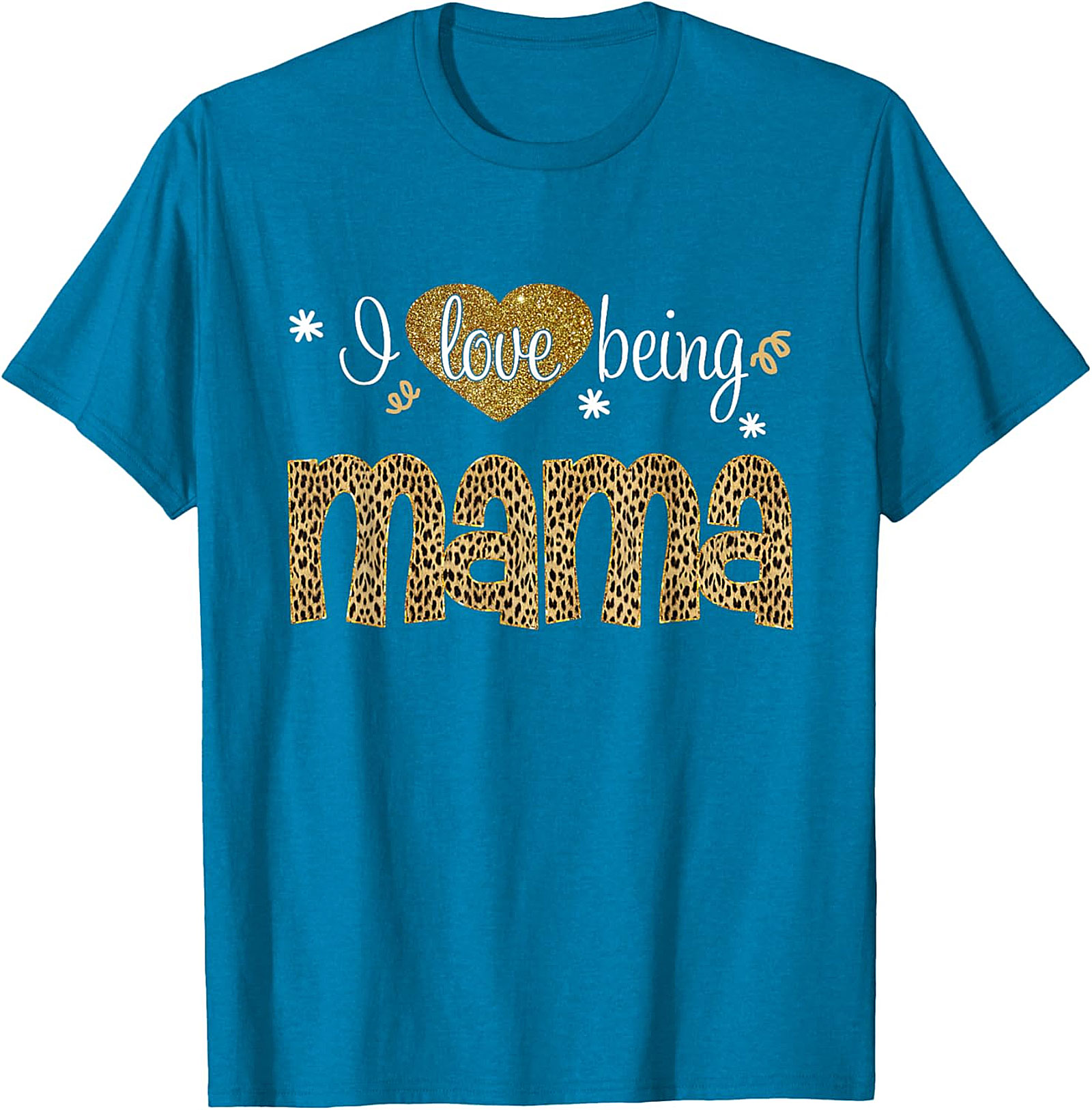  I Love Being Mama T-Shirt Leopard & Gold Graphic Tee