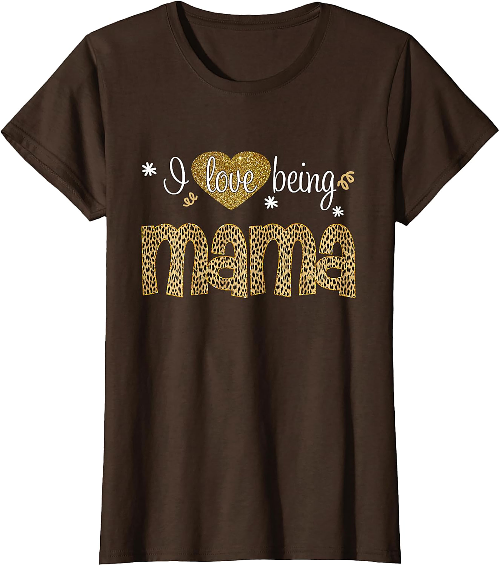  I Love Being Mama T-Shirt Leopard & Gold Graphic Tee