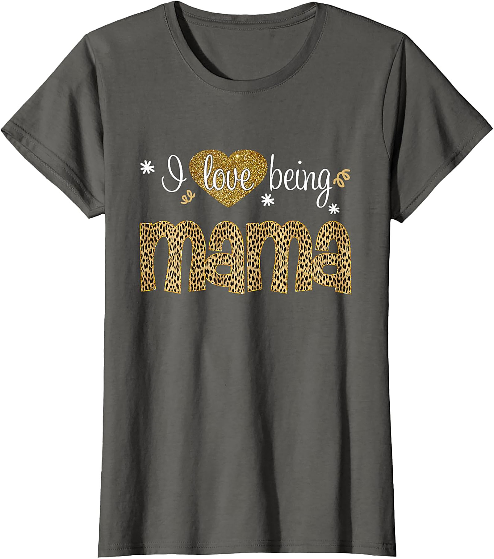  I Love Being Mama T-Shirt Leopard & Gold Graphic Tee