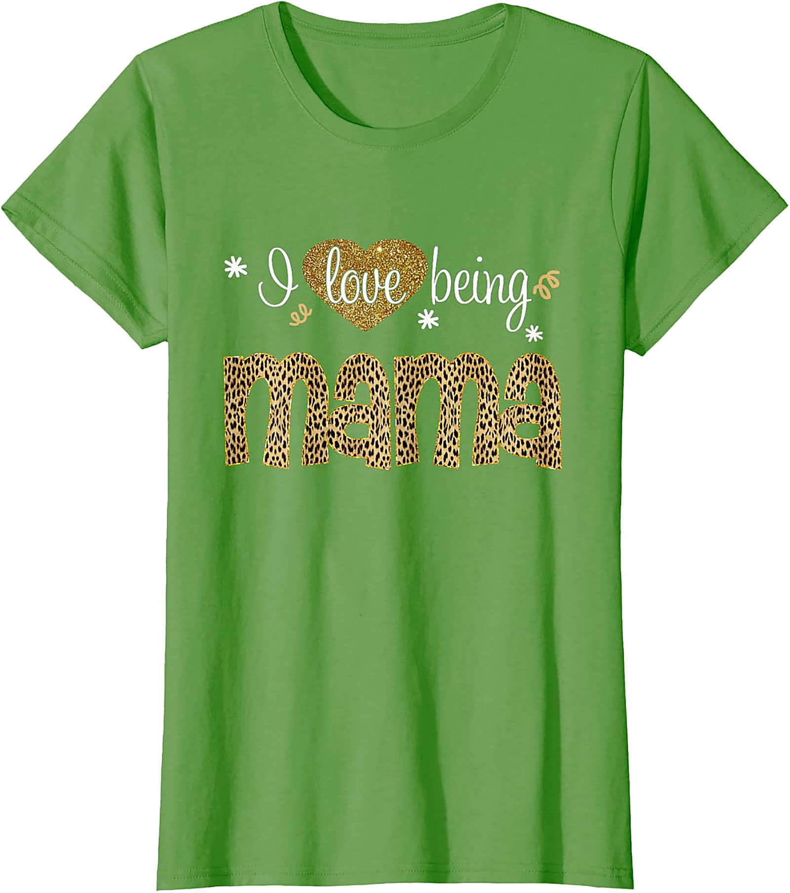 I Love Being Mama T-Shirt Leopard & Gold Graphic Tee